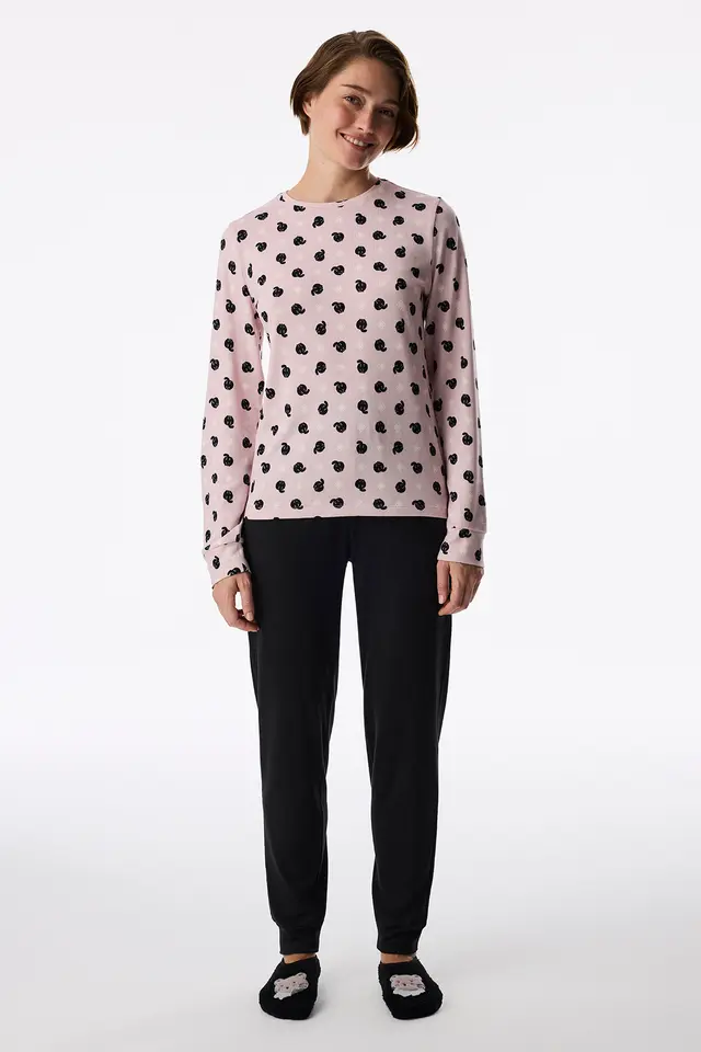 PENTI Moody Printed Animal Print Long Sleeve Pyjama T-Shirt