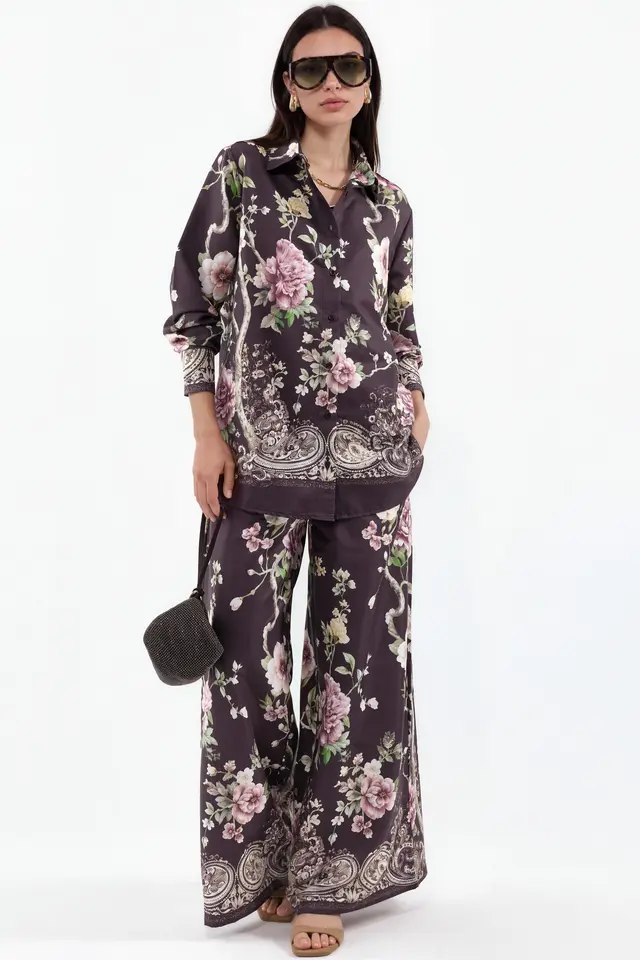 MSN Floral Shirt And Wide-Leg Trousers Set