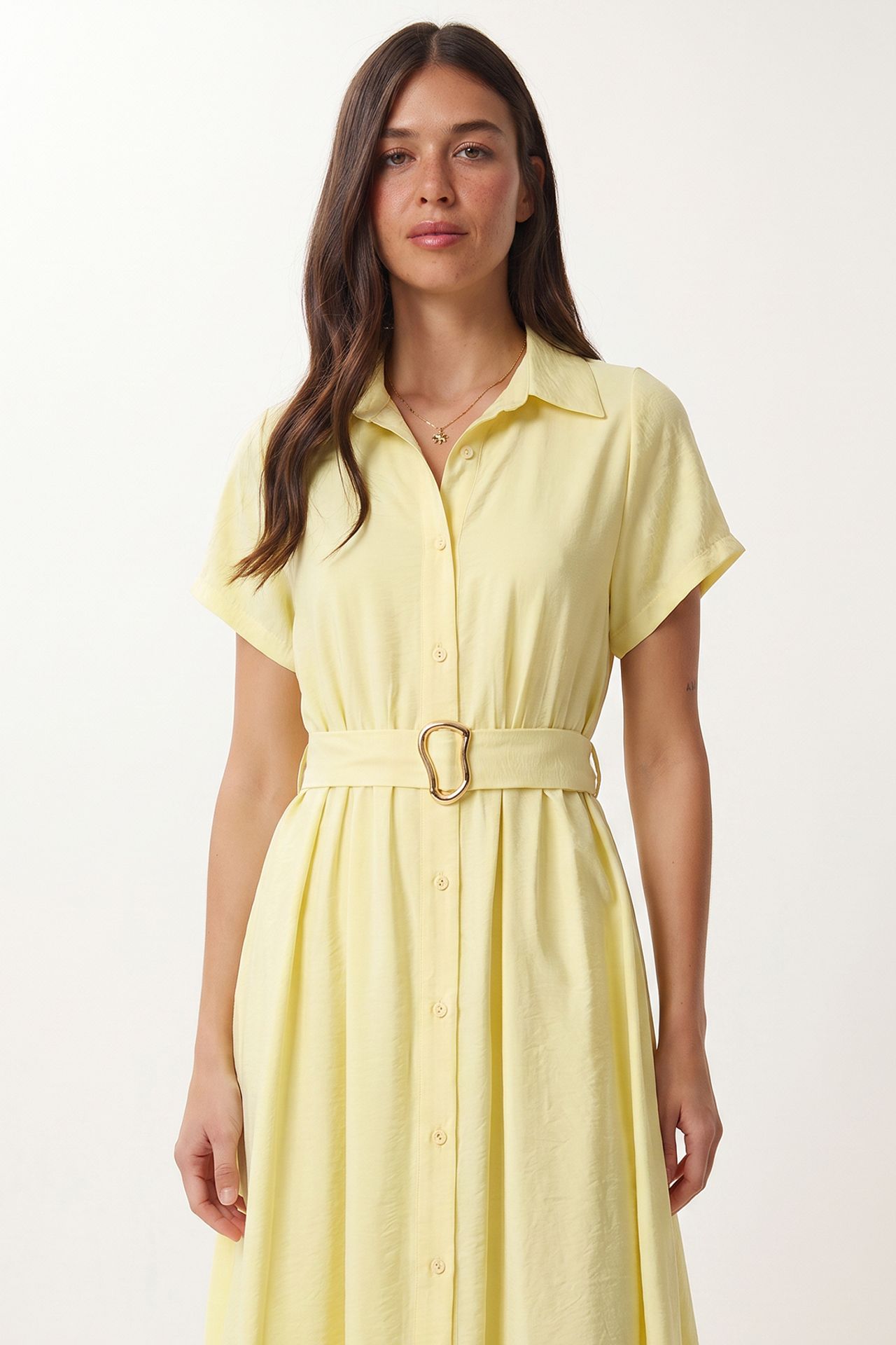 ISTANBUL Belted Poplin Shirt Midi Dress 3