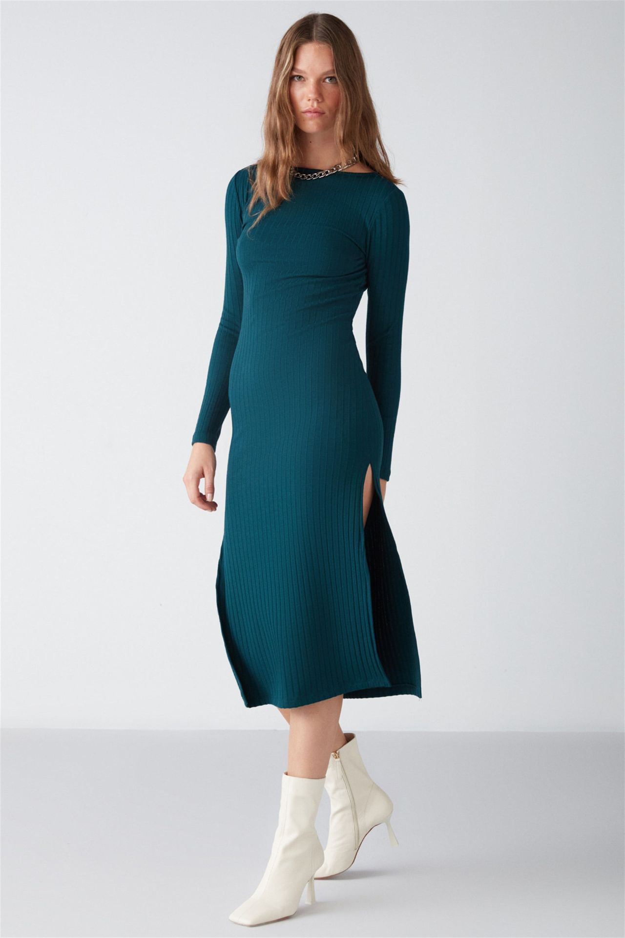 GRIMELANGE Ribbed Bodycon Midi Dress 1