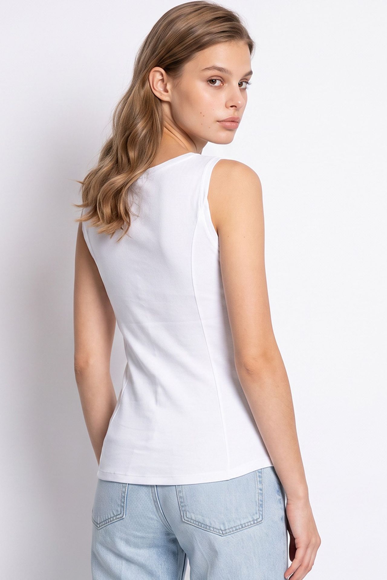 MIXRAY Sleeveless Fitted Crew Neck Blouse 5