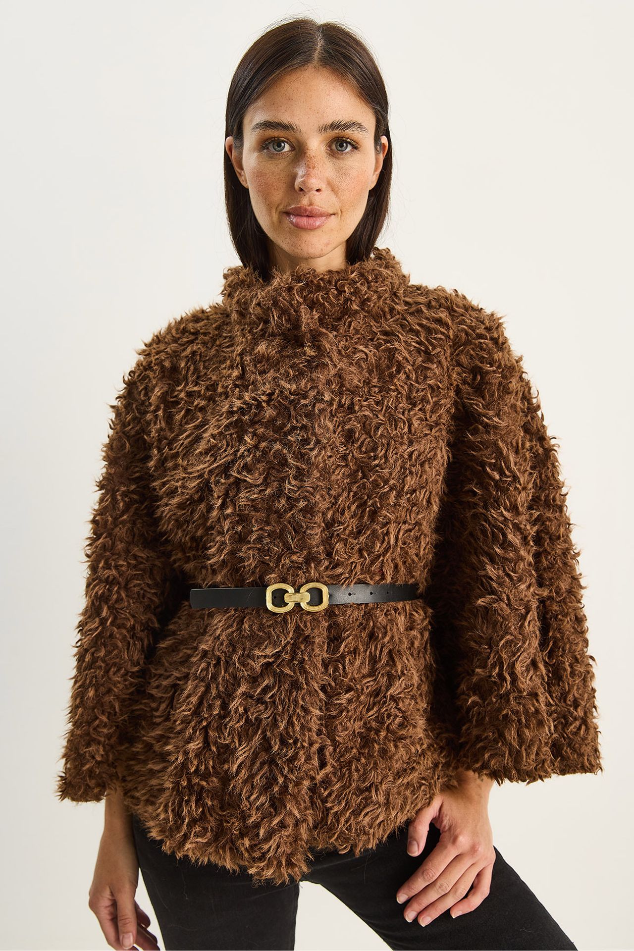 LUCCI Oversize Plush Coat with Jacket Collar 5