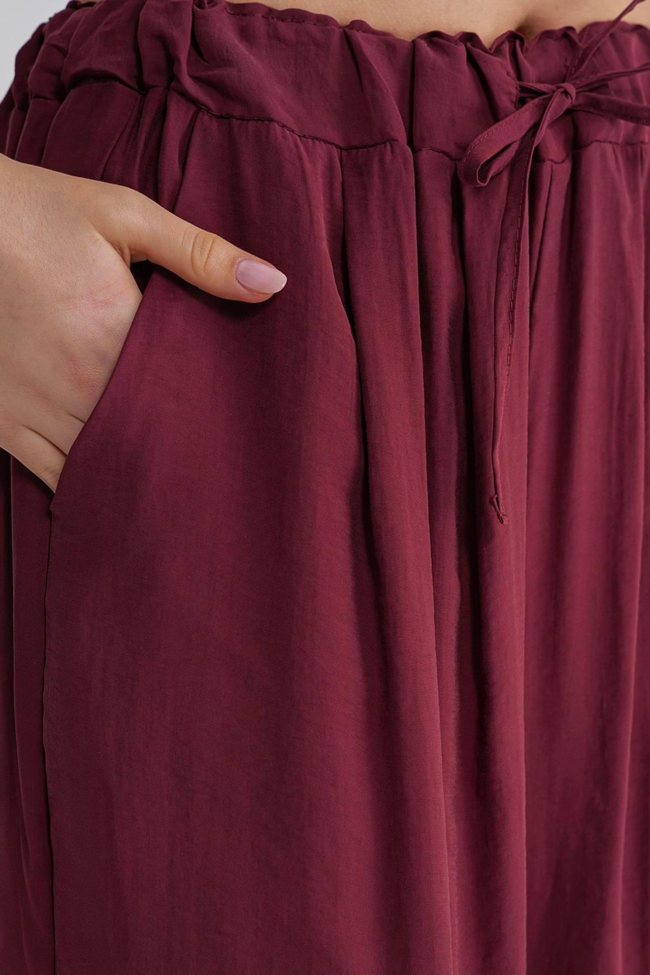 Mixray High Waist Modal Pleated Palazzo Pants with Drawstring 6