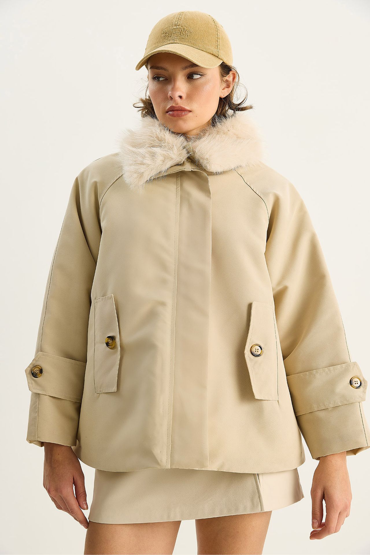 LUCCI Zipper Jacket with Faux Fur Collar 5