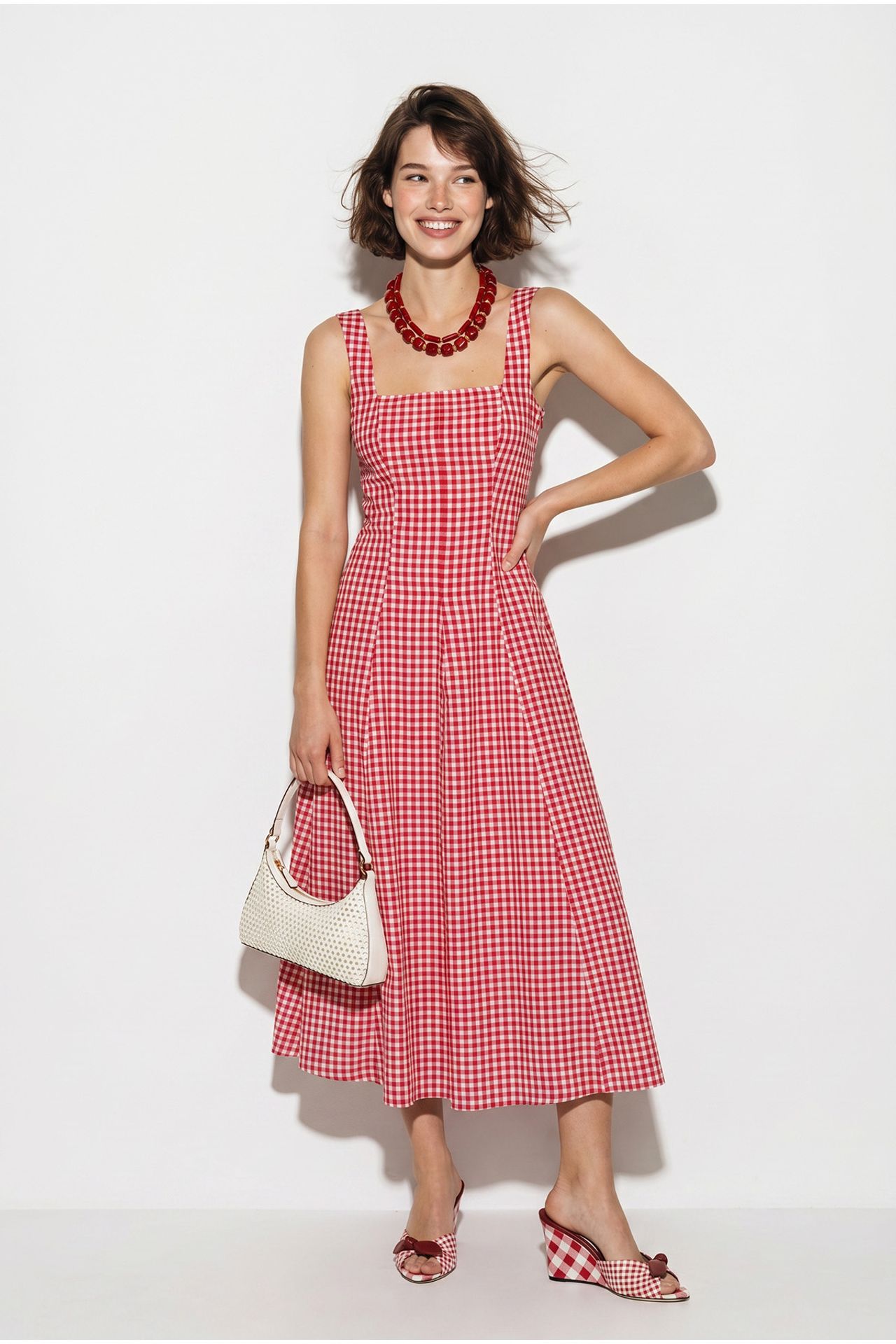 LUCCI Plaid Midi A-Line Dress 1