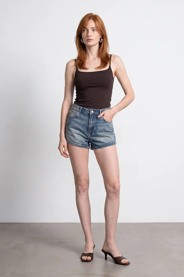 DILVIN High-Waist Cotton Denim Shorts
