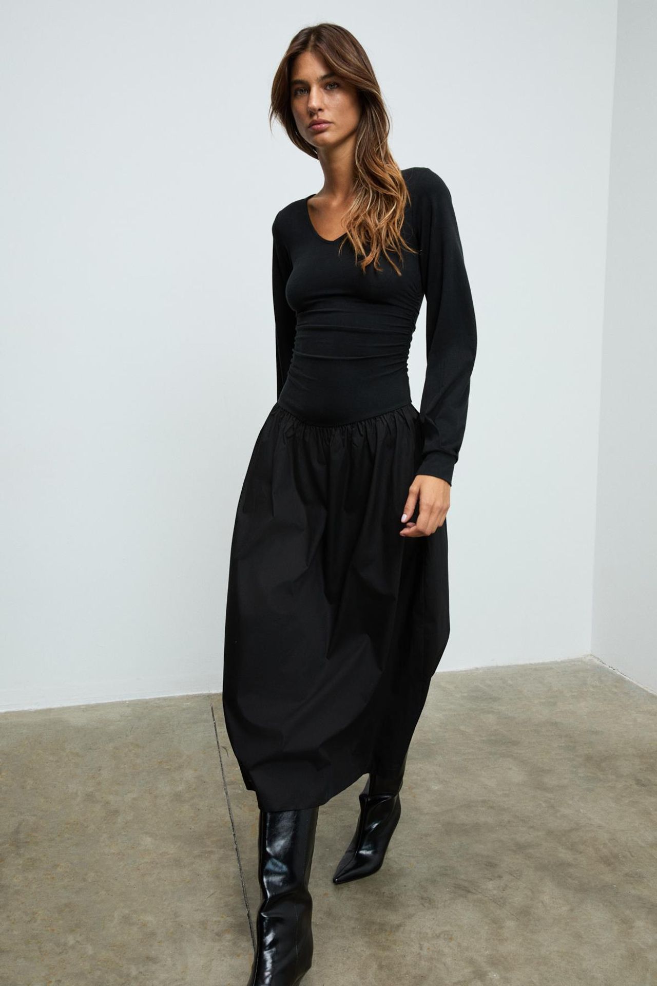 GRIMELANGE V-Neck Shirred Midi Dress 5