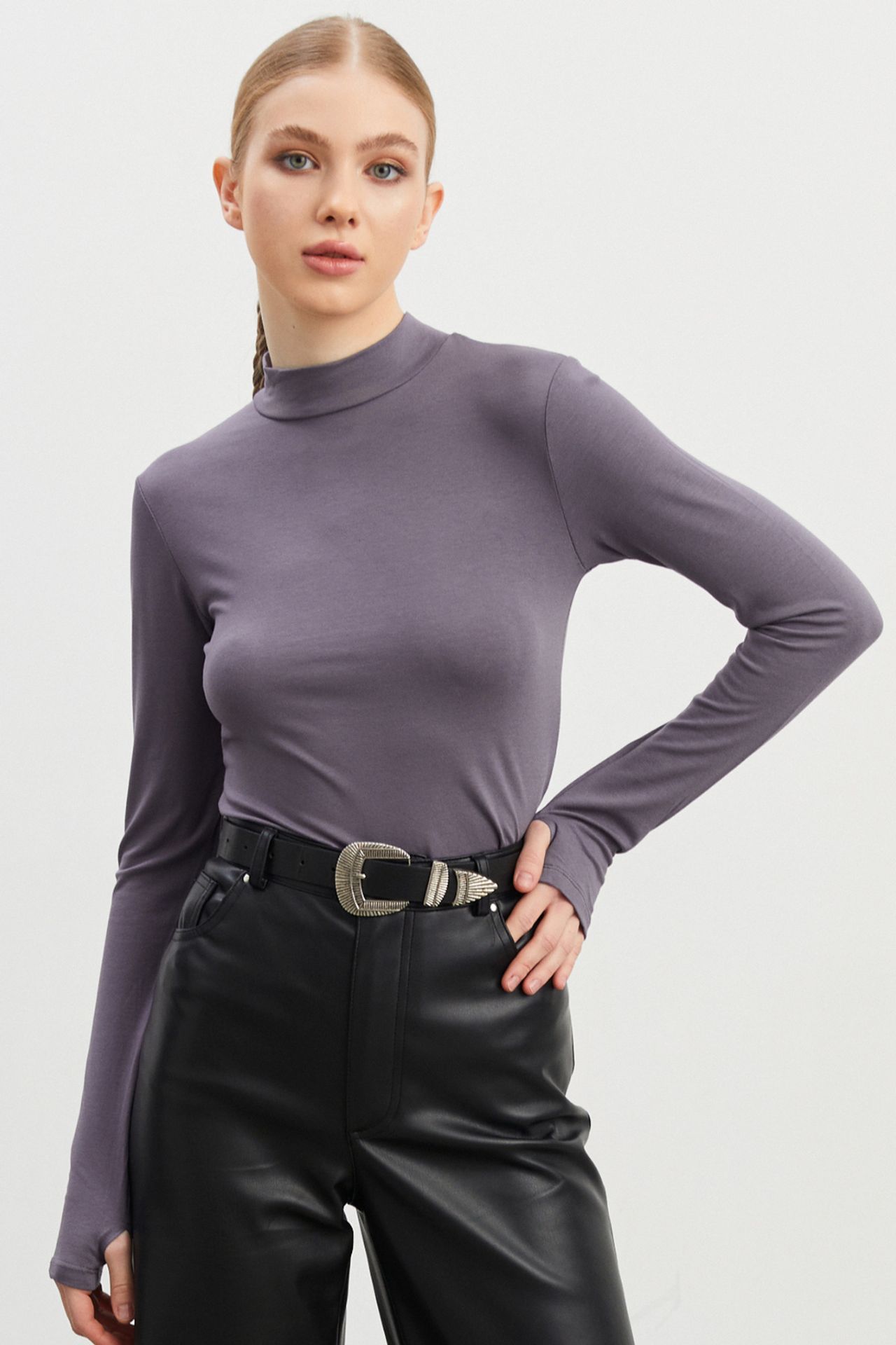 BIPANTOLON Kadın 4'lü Cut Out Detaylı Yarım Balıkçı Yaka Body 5