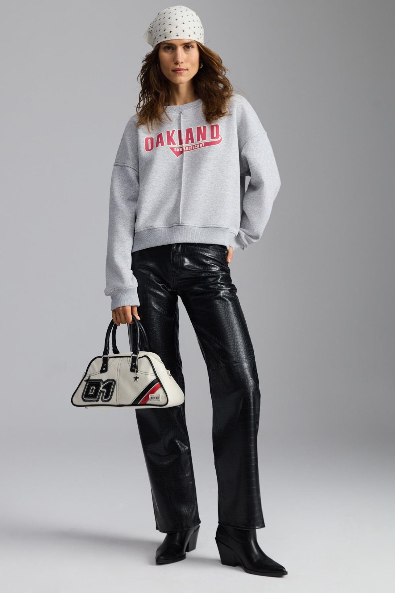 GRIMELANGE Oversized Printed Crew Neck Sweatshirt 5