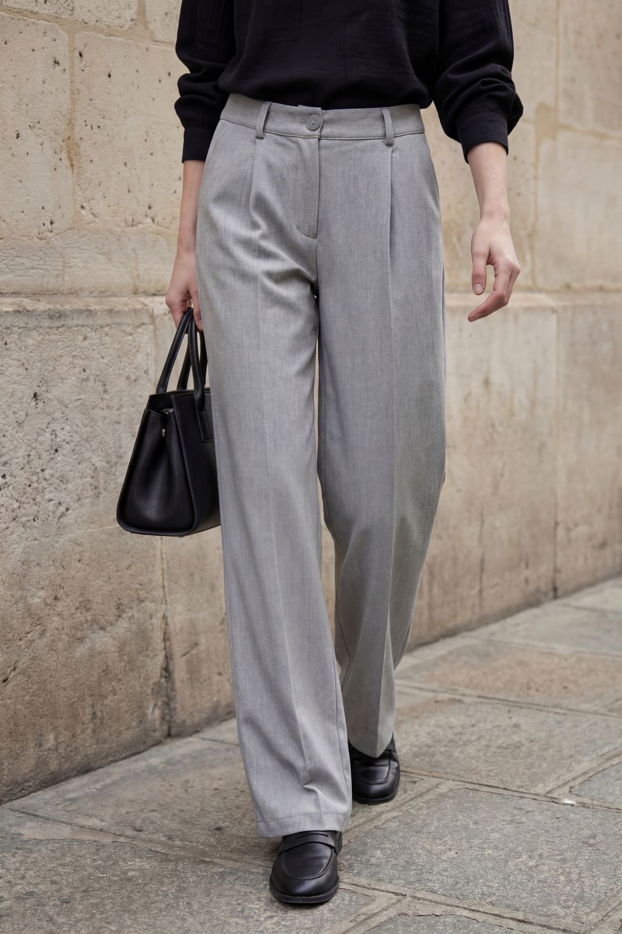 MY FASHION High Waist Pleated Straight Leg Trousers 5