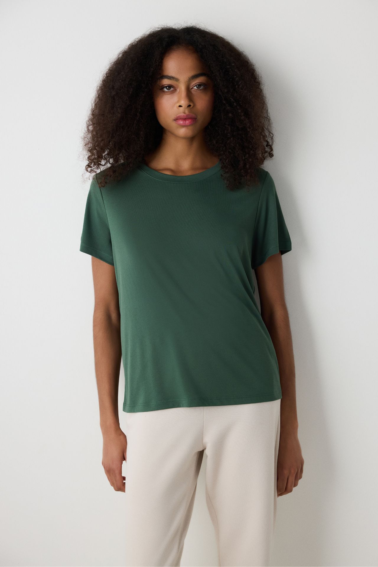 PENTI Crew Neck Regular Fit Modal T-Shirt 1