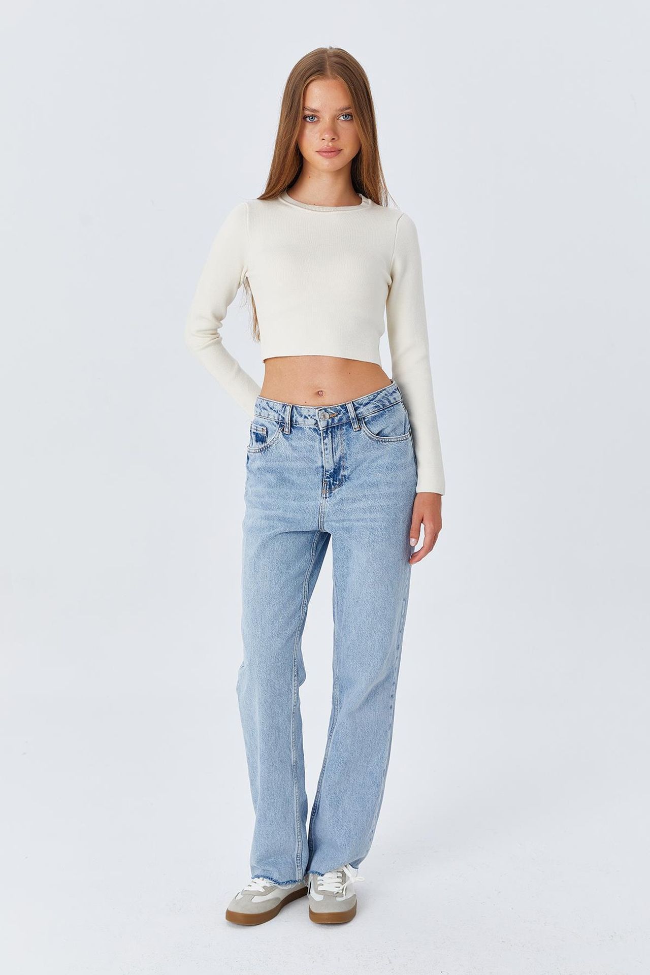 Mixray Long Sleeve Basic Crop Knit Top 5