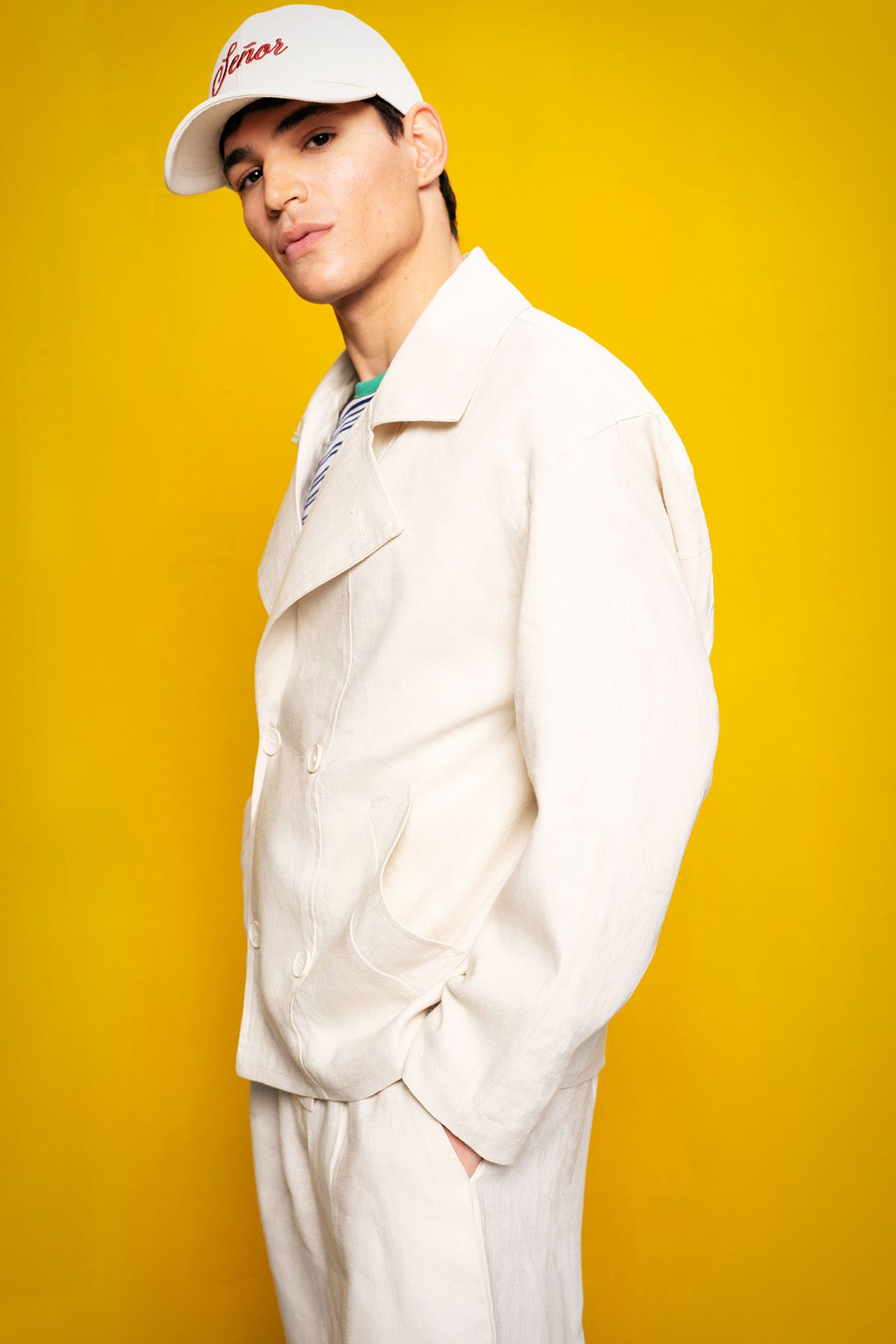 GIESTO Double Breasted Linen Jacket 4