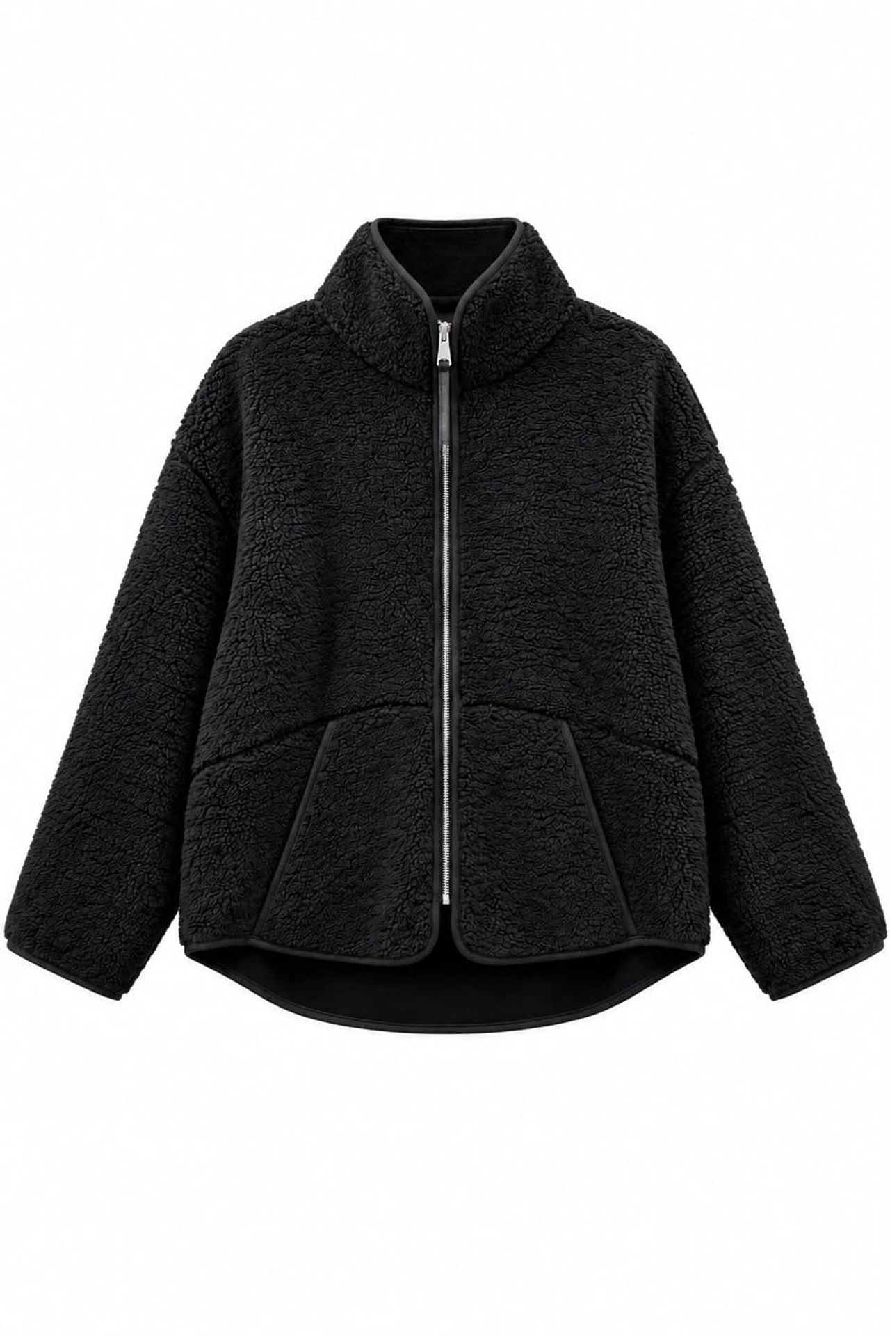 MIXRAY Kadın Yarım Fermuarlı Dokulu Sweatshirt 1