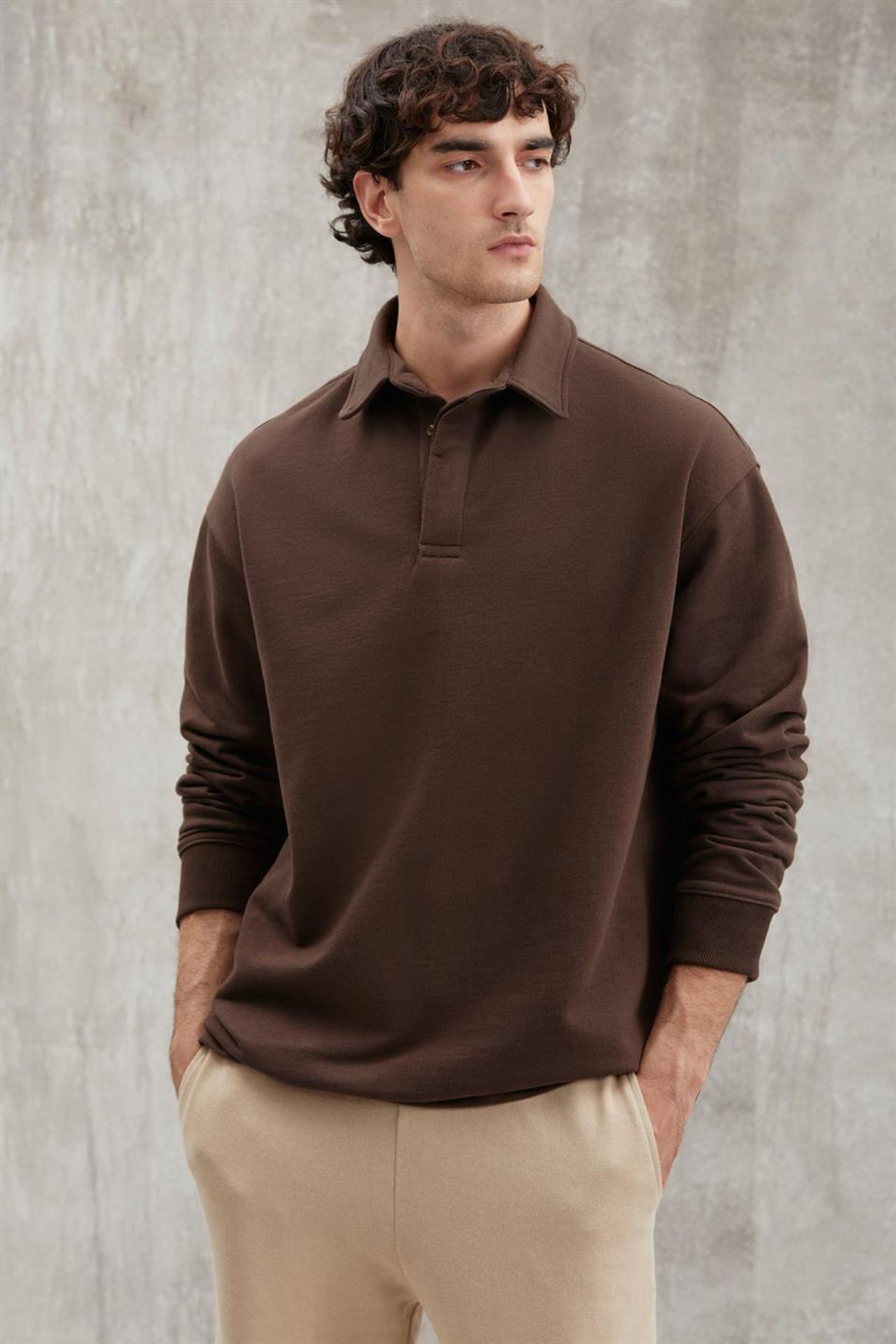 GRIMELANGE Polo Yaka Fitilli Sweatshirt 3