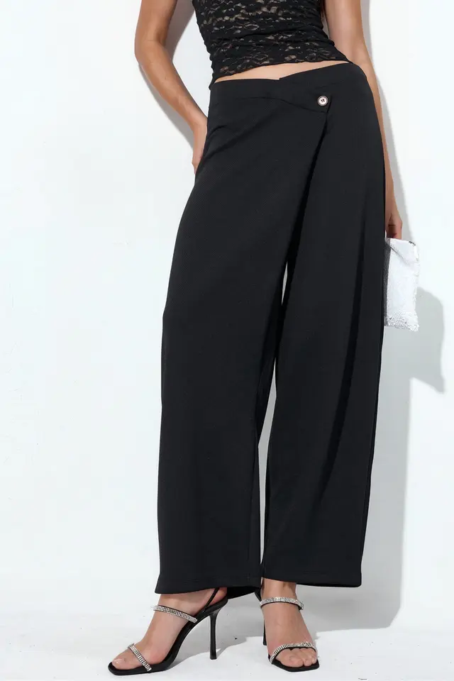 BUSEM Women's High-waist Wide-leg Crepe Trousers