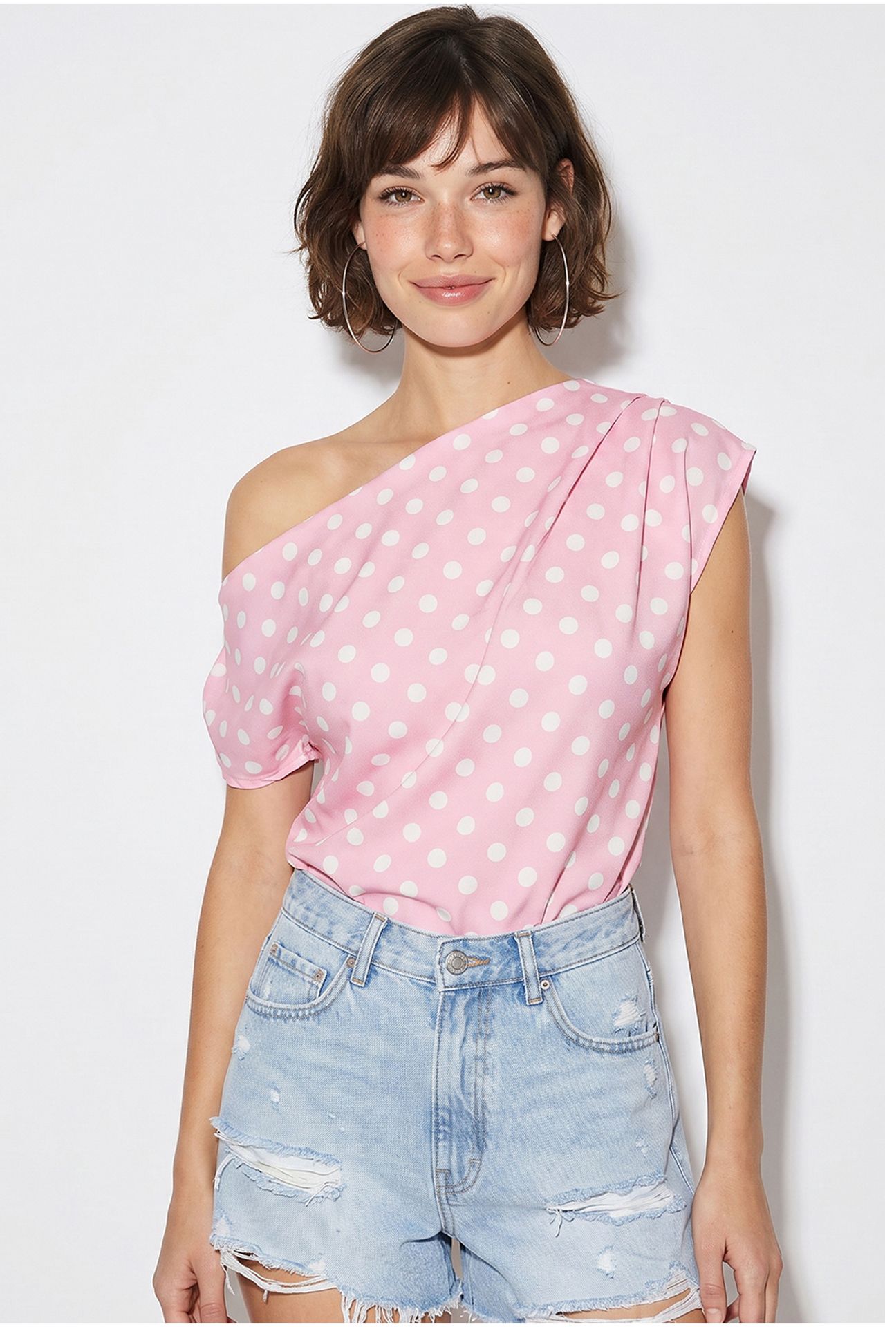 LUCCI Polka Dot Boat Neck Blouse 5