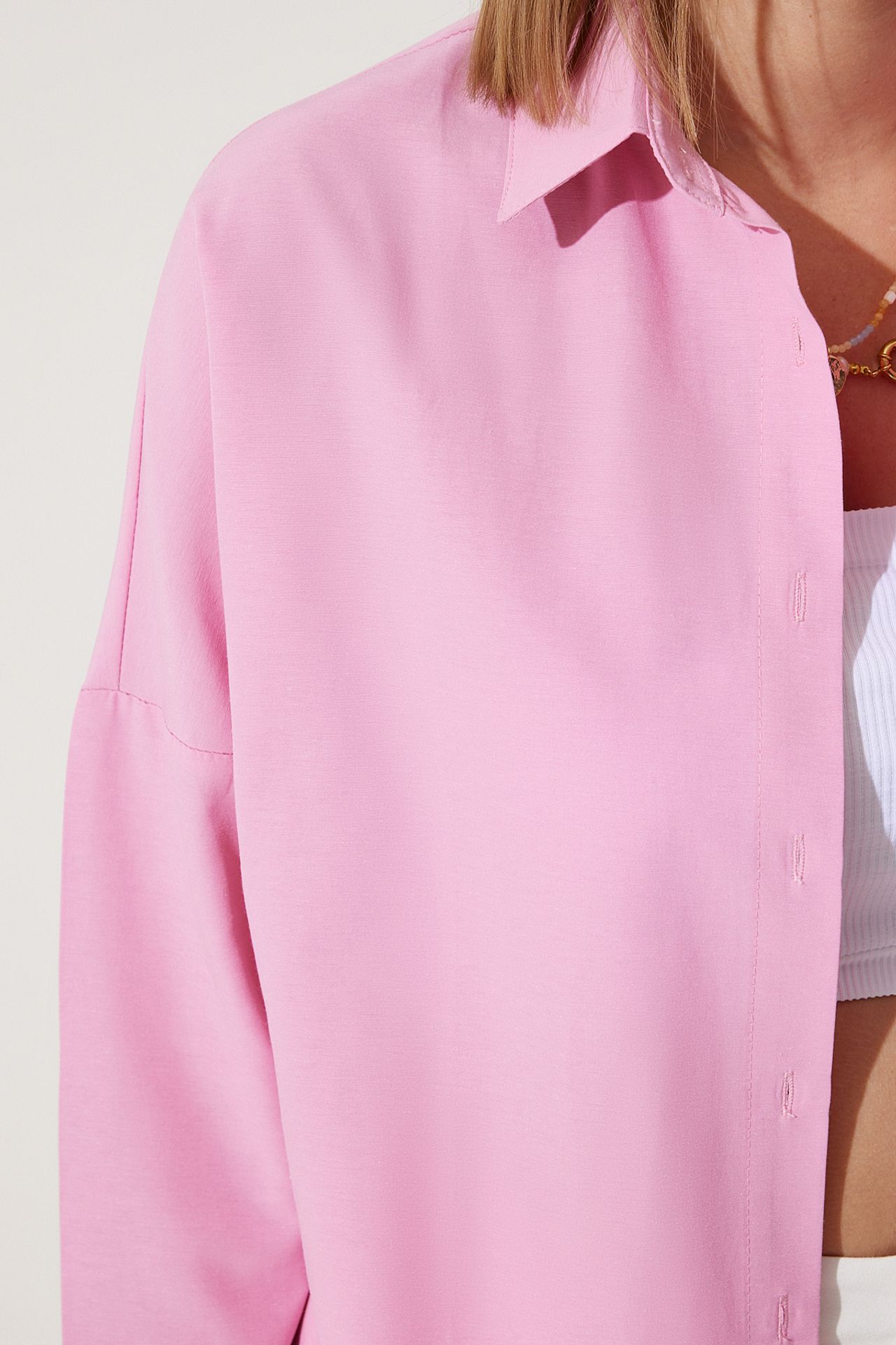 ISTANBUL Oversized Poplin Button-Up Shirt with Long Sleeves 5