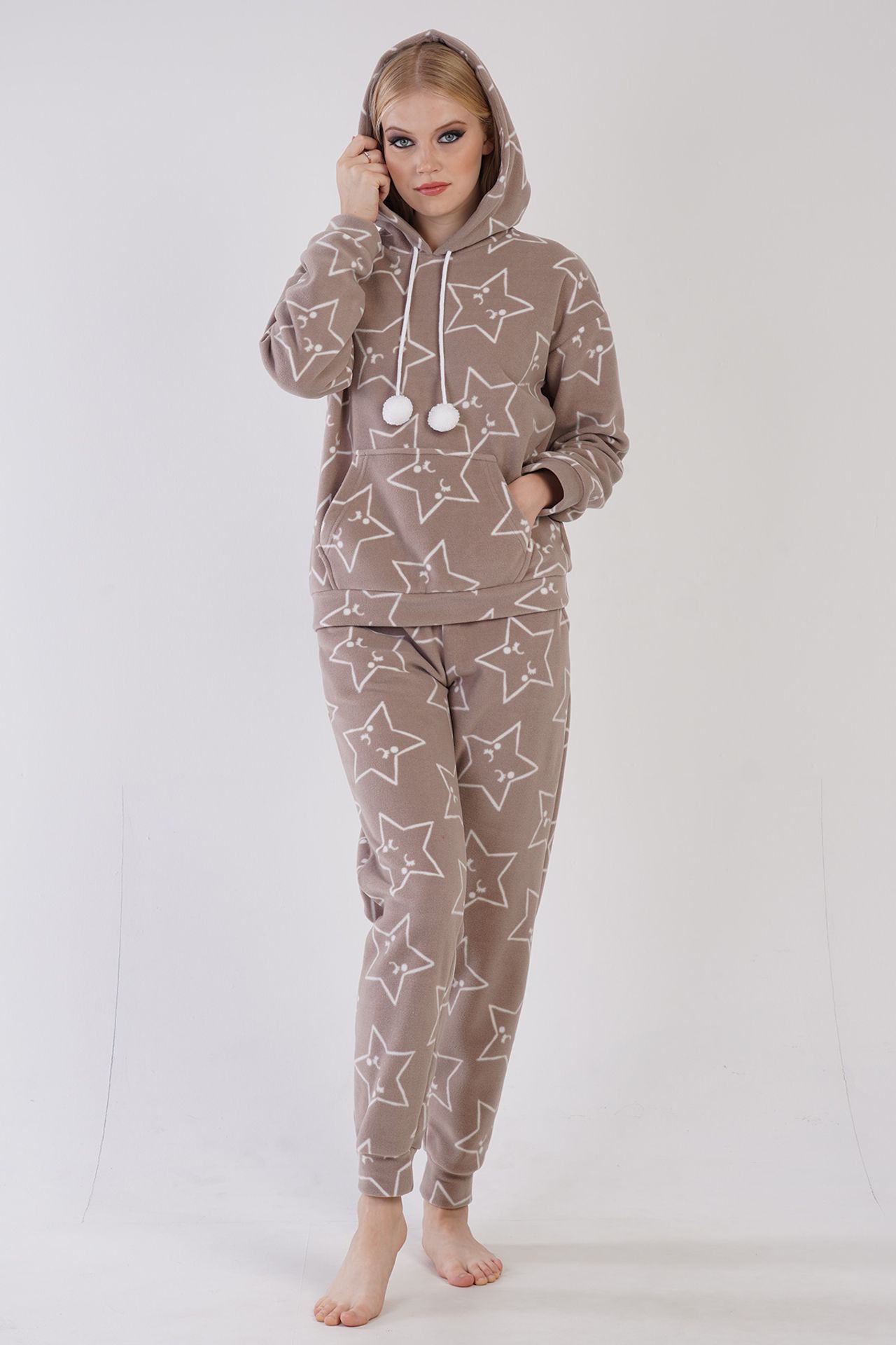 YAKE Kapüşonlu Yıldızlı 2 Parçalı Pijama Takımı 1