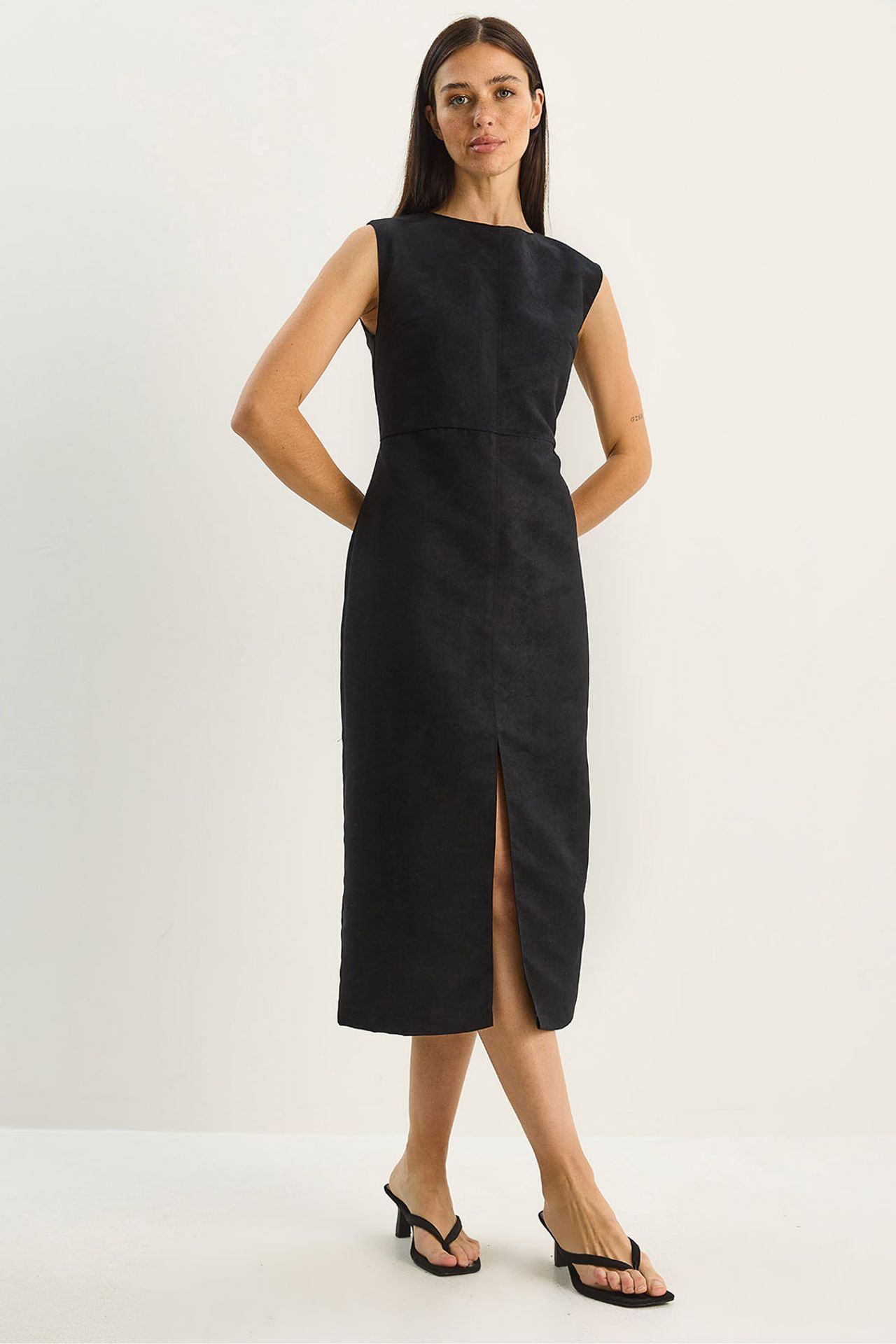 LUCCI Faux Suede Midi Dress
