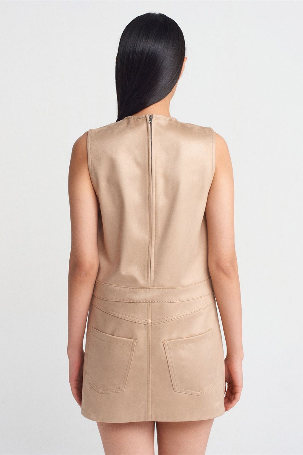 DILVIN Sleeveless Faux Leather Mini Dress 2