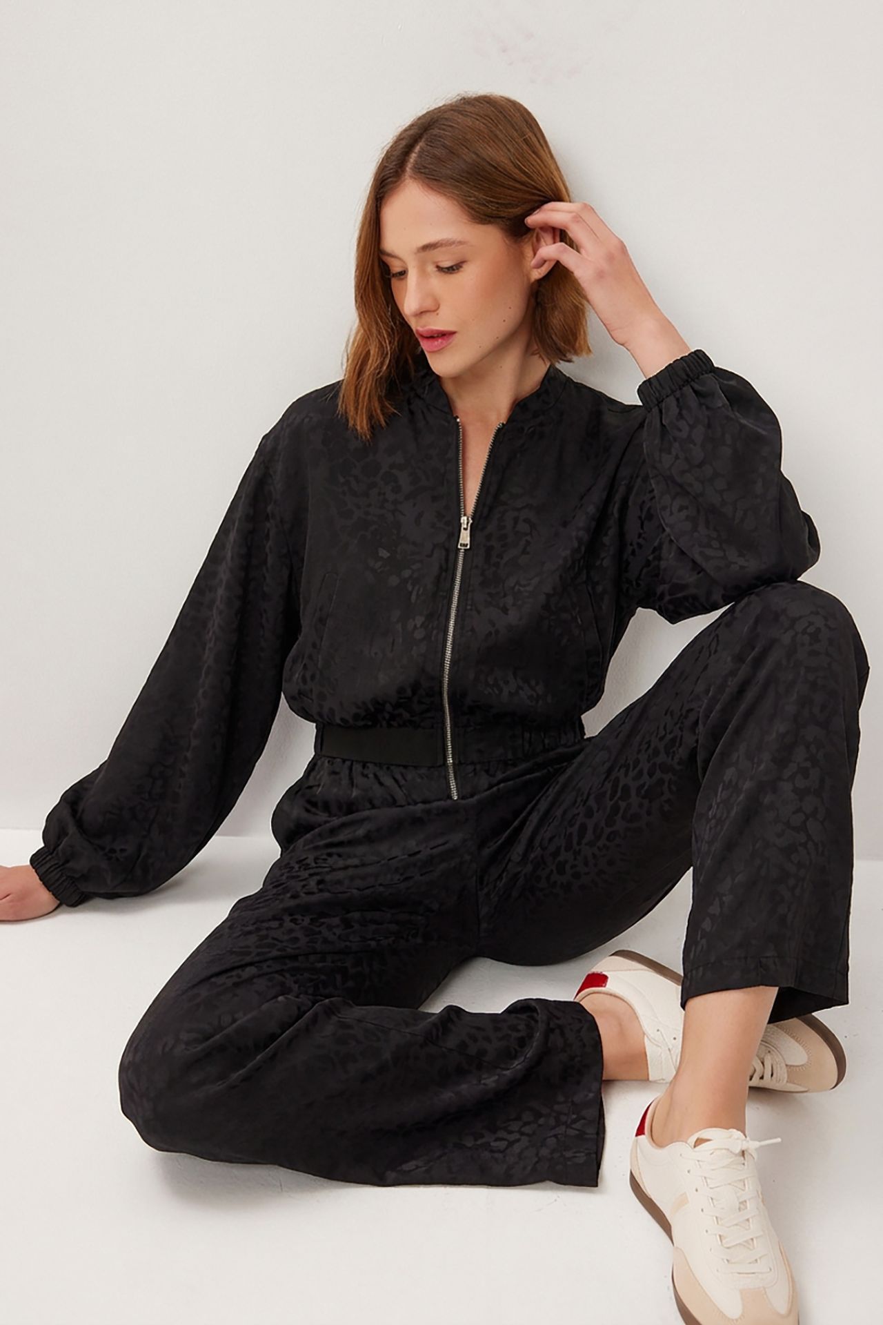 ISTANBUL Leopard Print High Waist Bomber Collar Co-ord Set 1