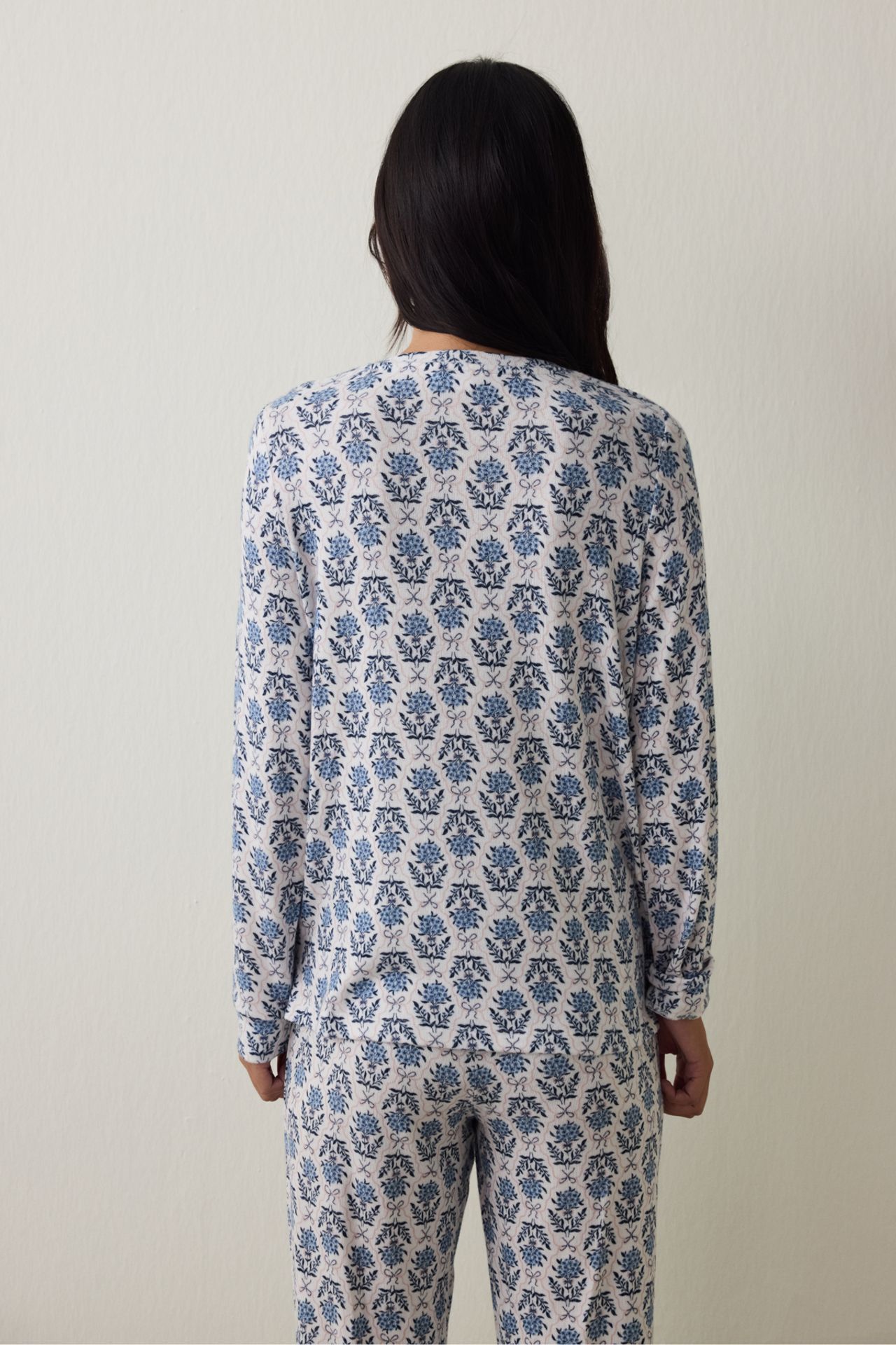 PENTI Floral Print Tea Time Thermal Effect Sweatshirt Pajama Top 4
