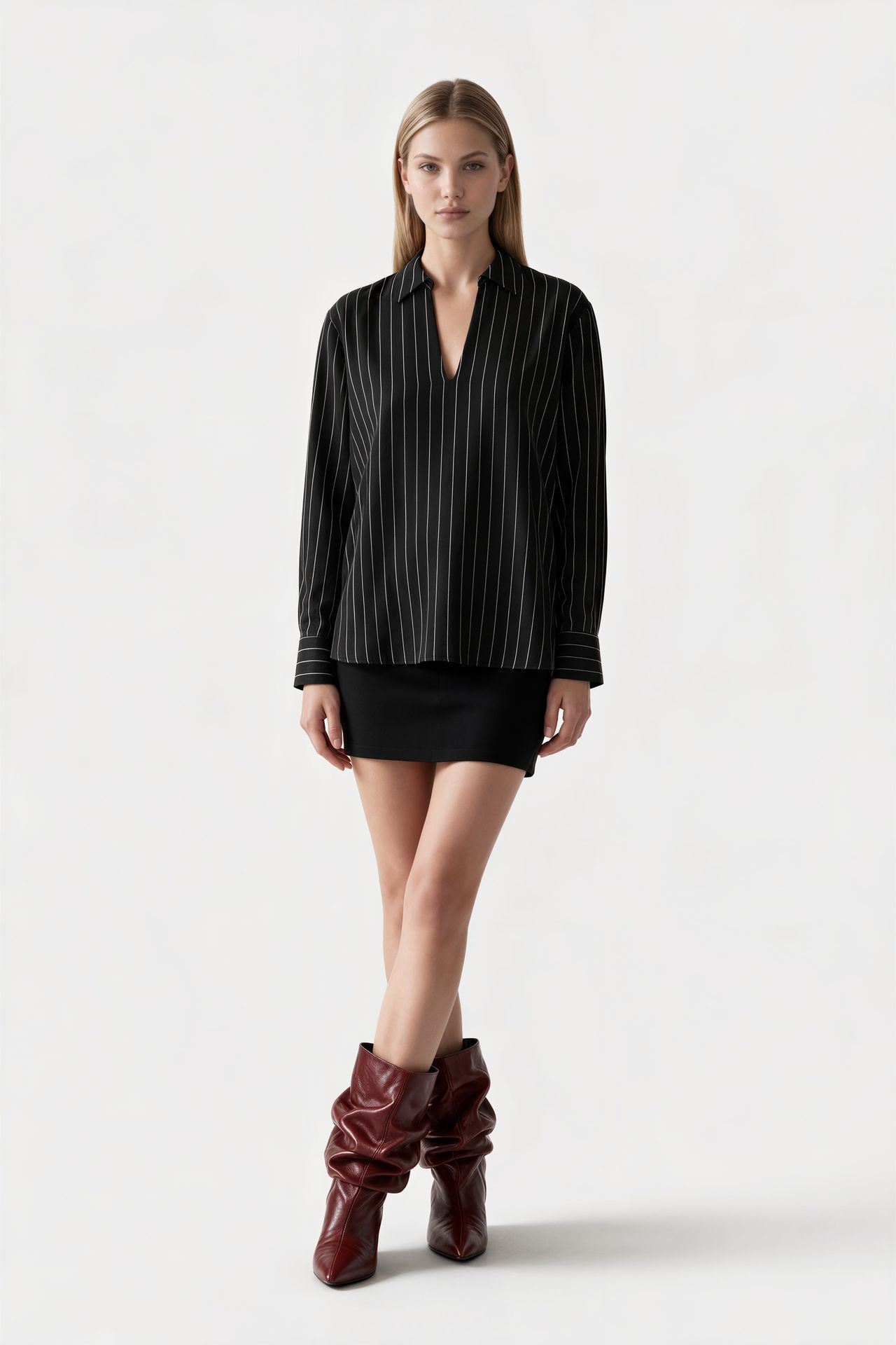 MSN Women's Striped V-Neck Blouse 2