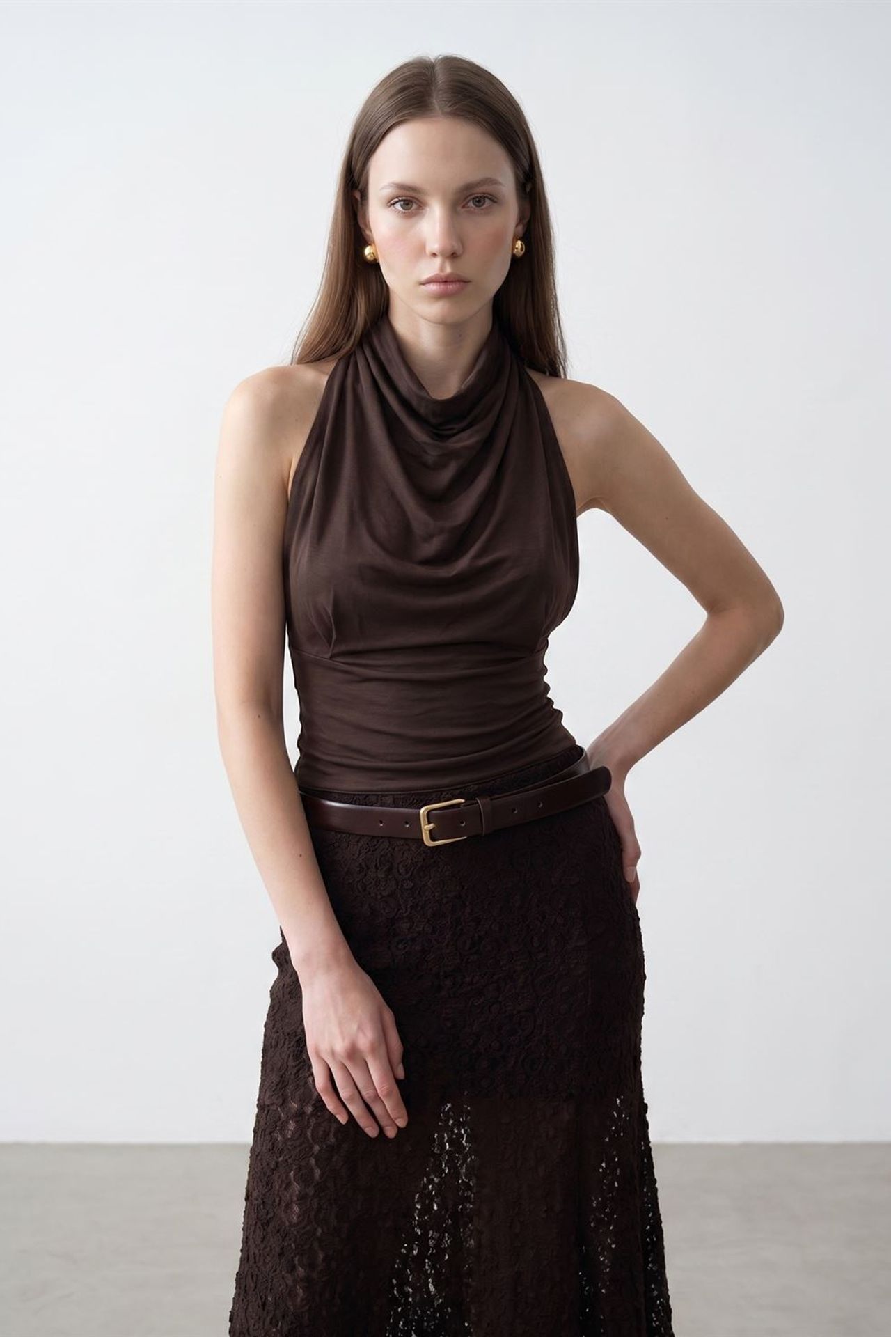 DILVIN Fitted Sleeveless Cowl Neck Blouse 3