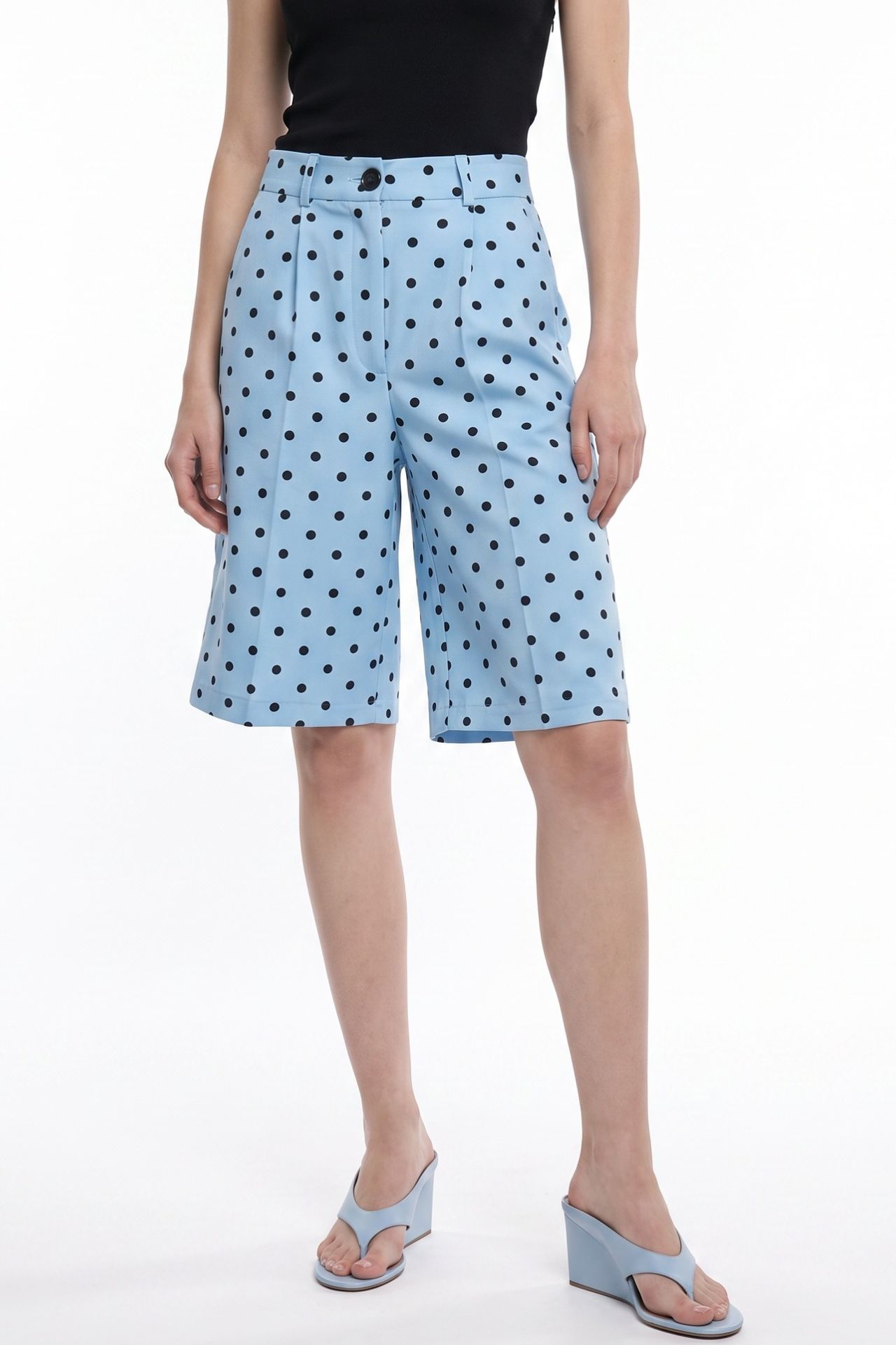 PUCKA High-Waist Wide-Leg Polka Dot Shorts