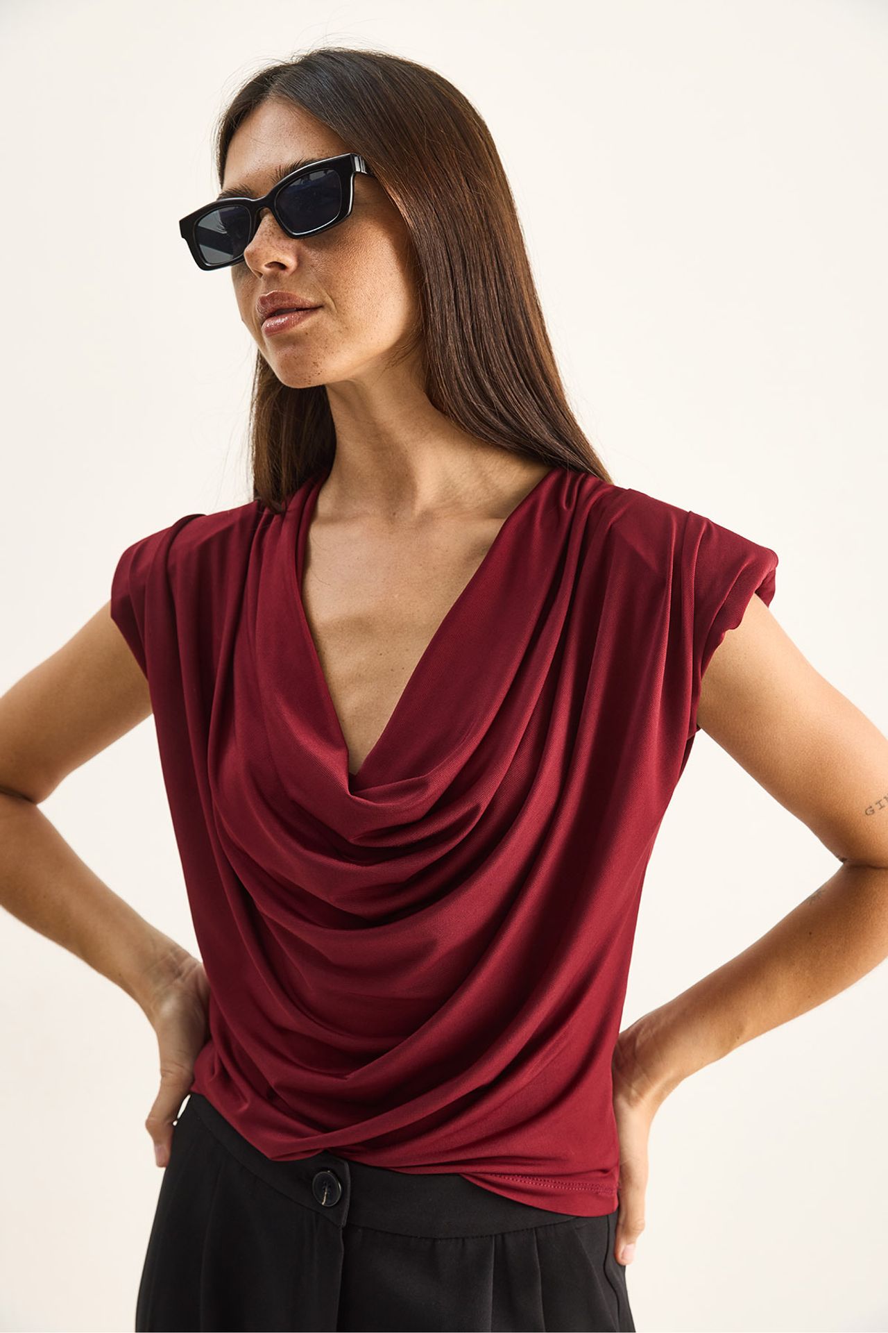 LUCCI Sleeveless Cowl Neck Blouse 4