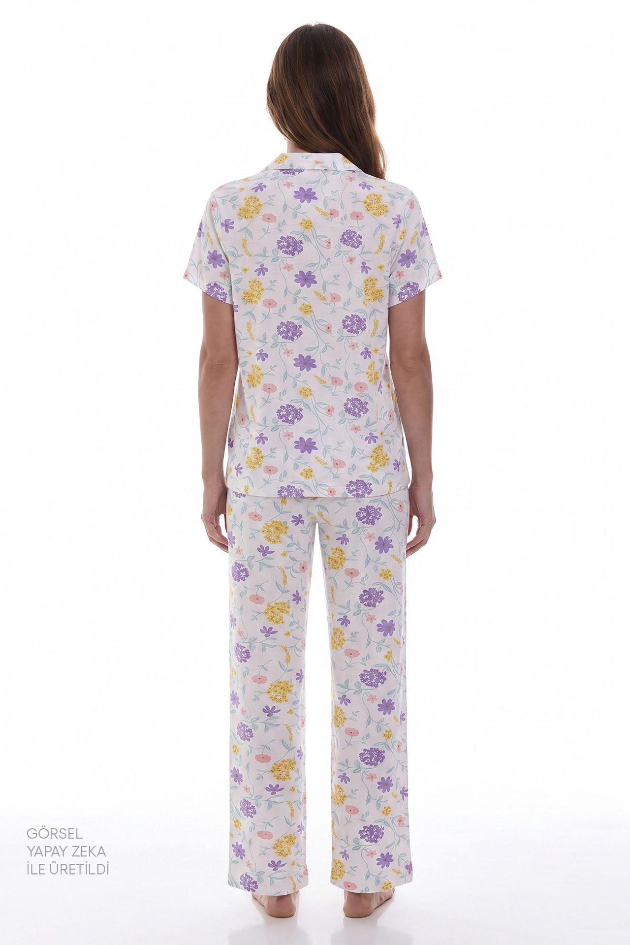 PENTI Off-White Blossom Floral Short-Sleeve Shirt Trousers Pyjama Set 4