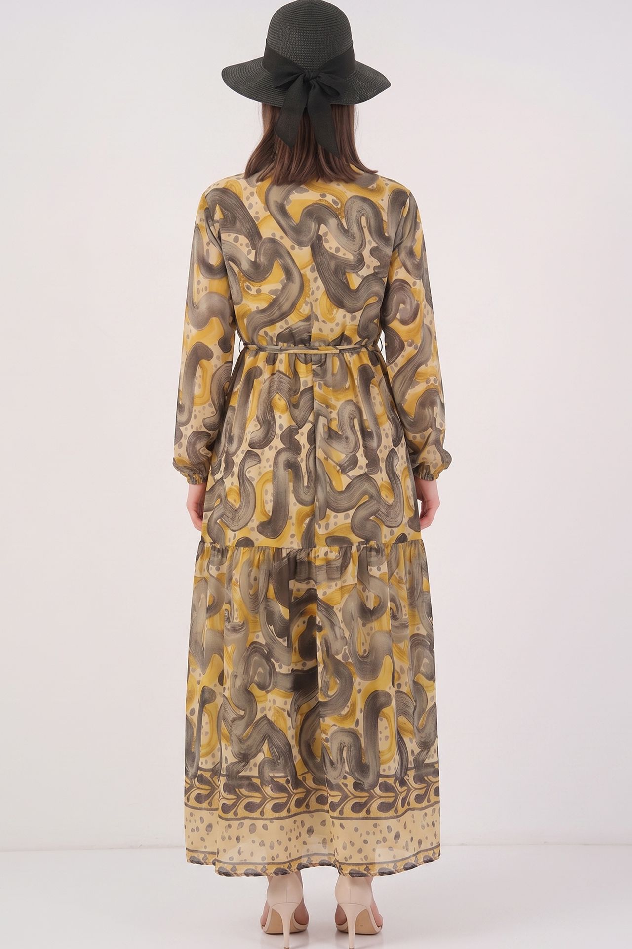 BDART Buttoned Crew Neck Maxi Dress with Waistband