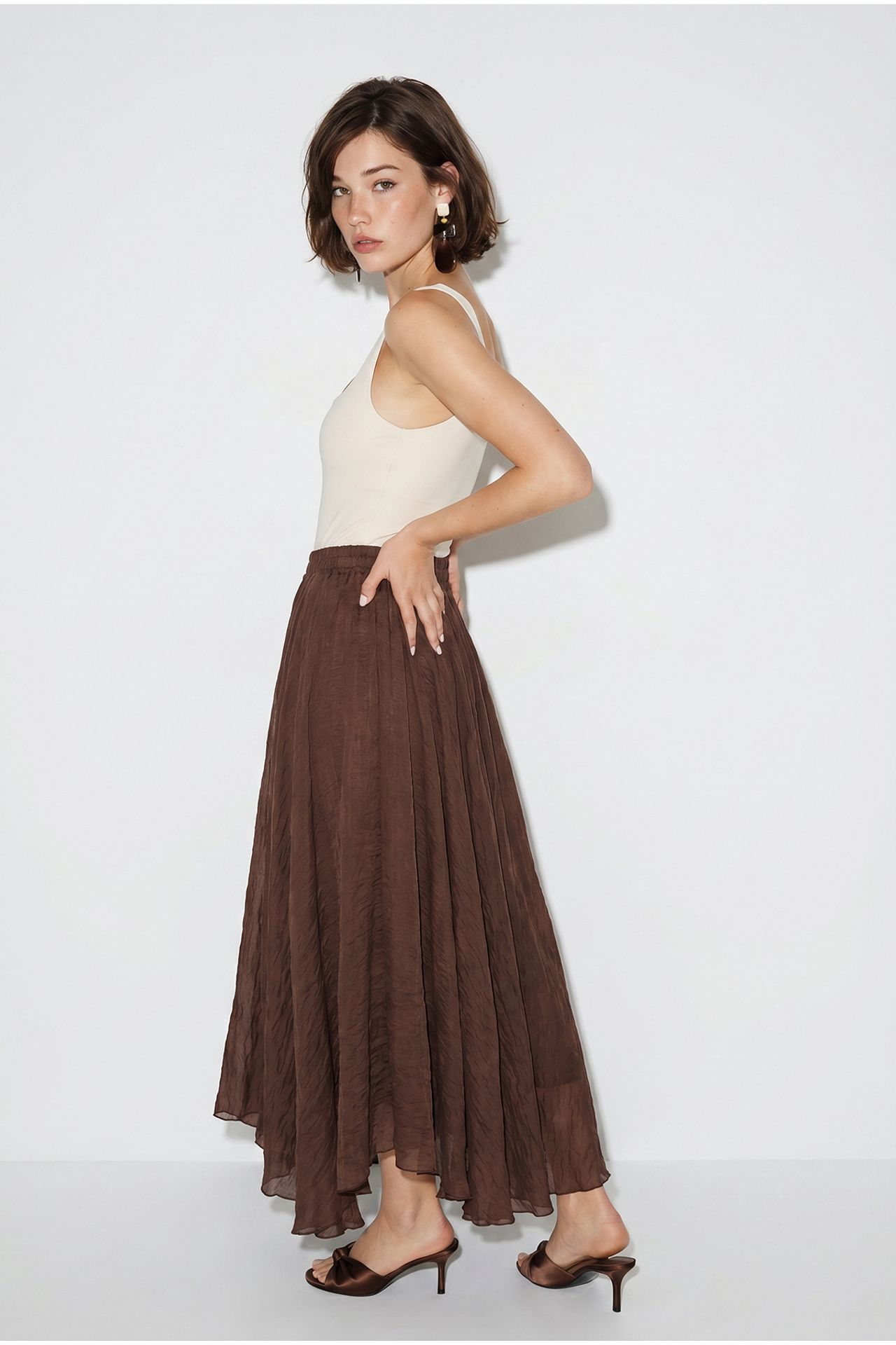 LUCCI High-Waist Maxi A-Line Skirt 4