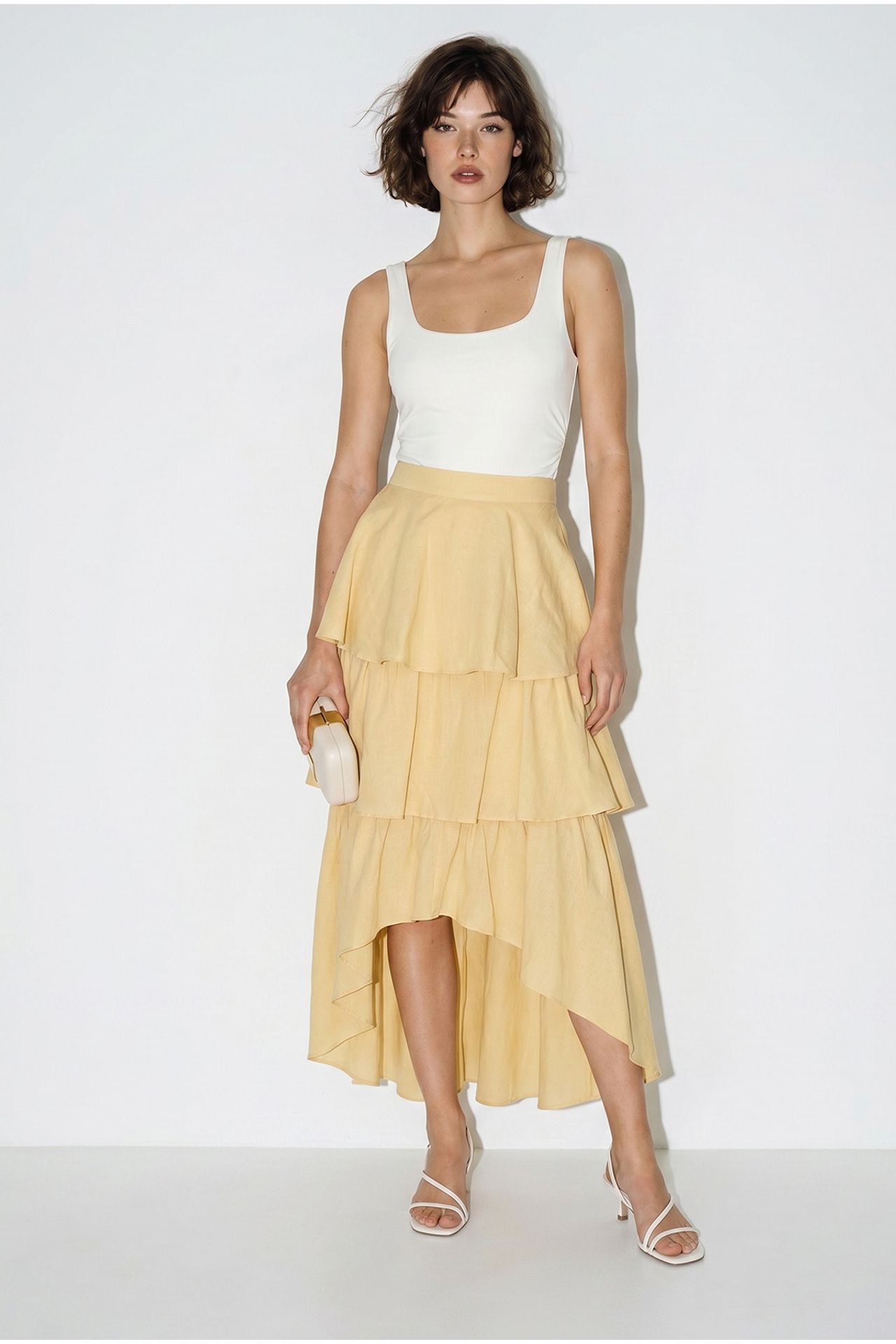 LUCCI High-Waist Cotton Poplin Midi Skirt 1