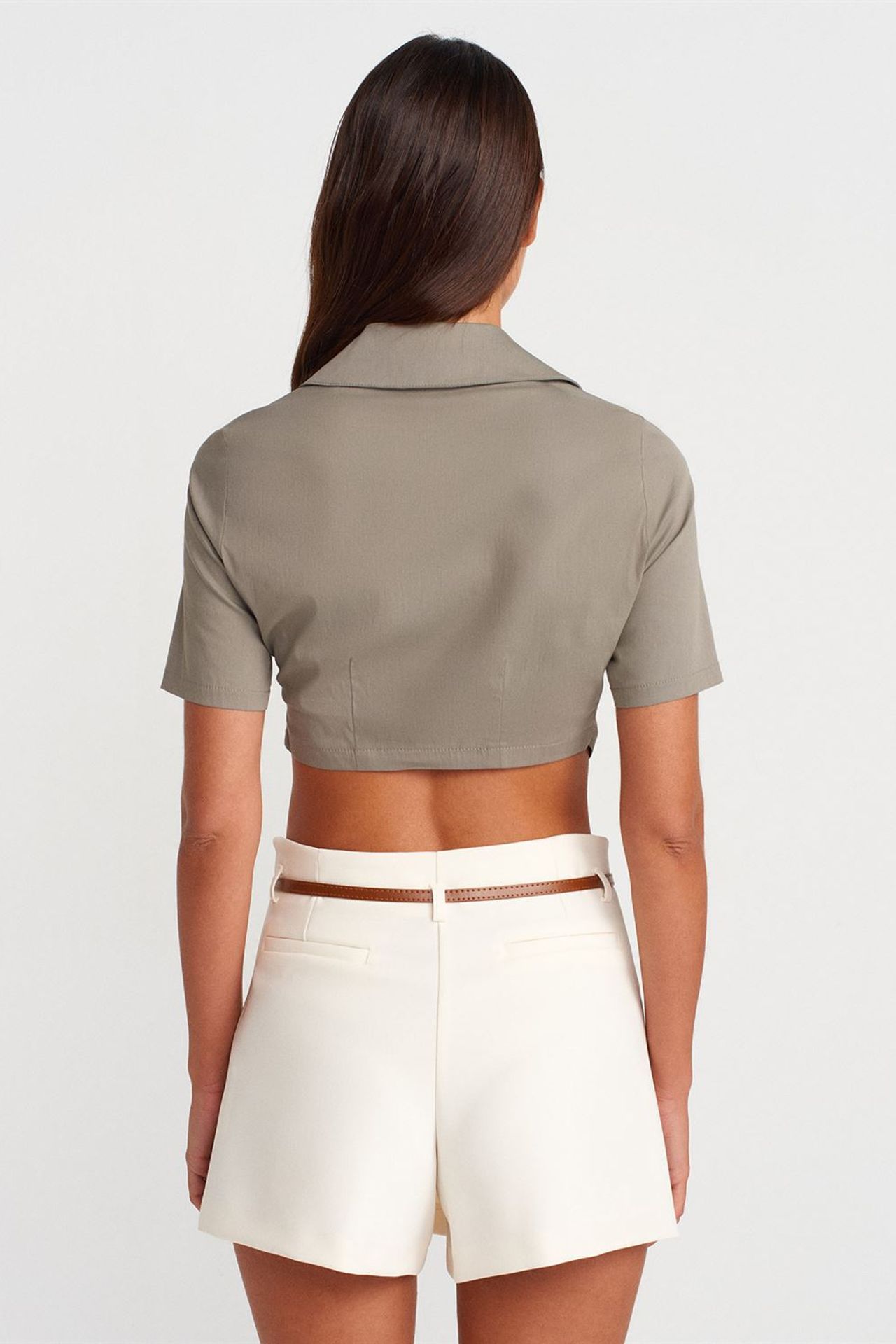DILVIN Women's Cropped Poplin Shirt 2