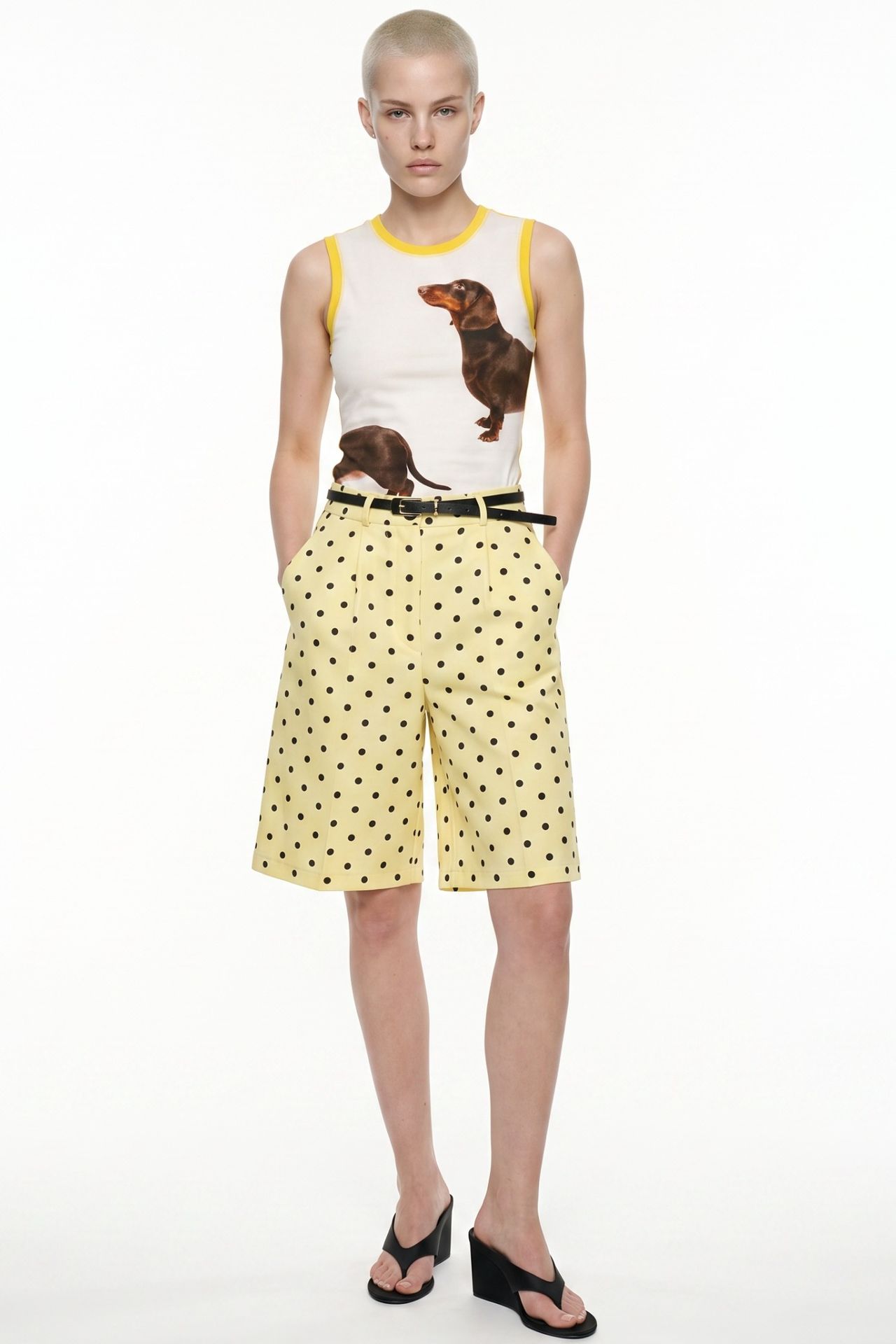 PUCKA High-Waist Wide-Leg Polka Dot Shorts