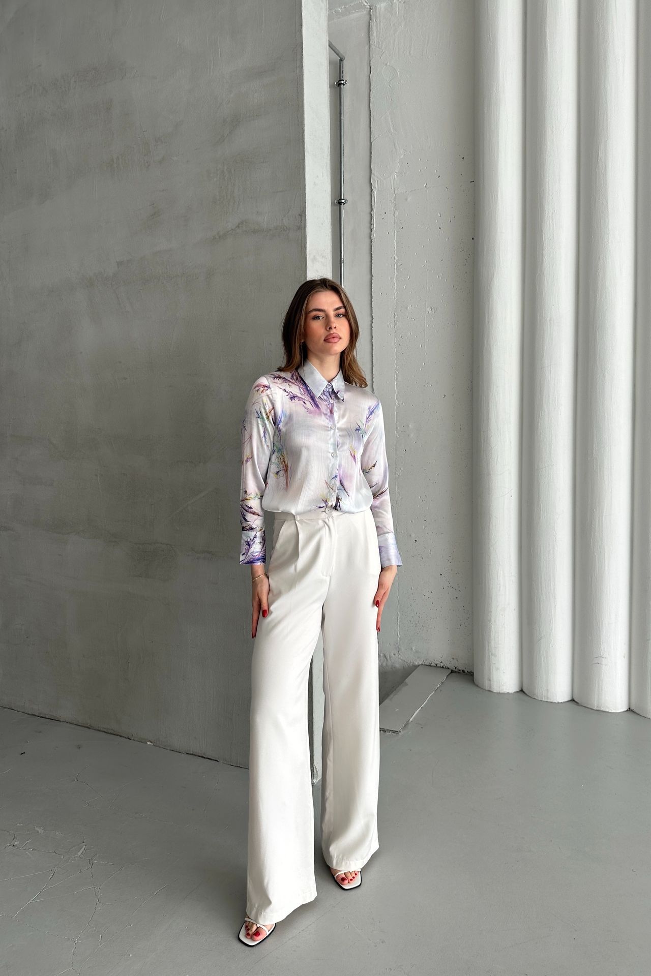 MY FASHION Textured Abstract Print Button-Up Shirt 5