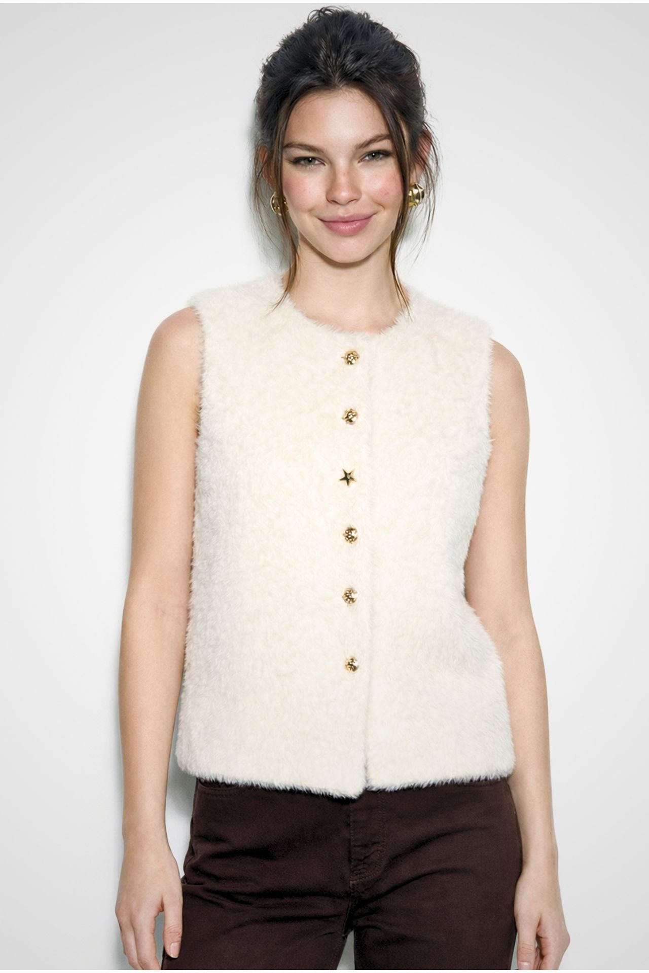 LUCCI Plush Waistcoat with Button Closure 3