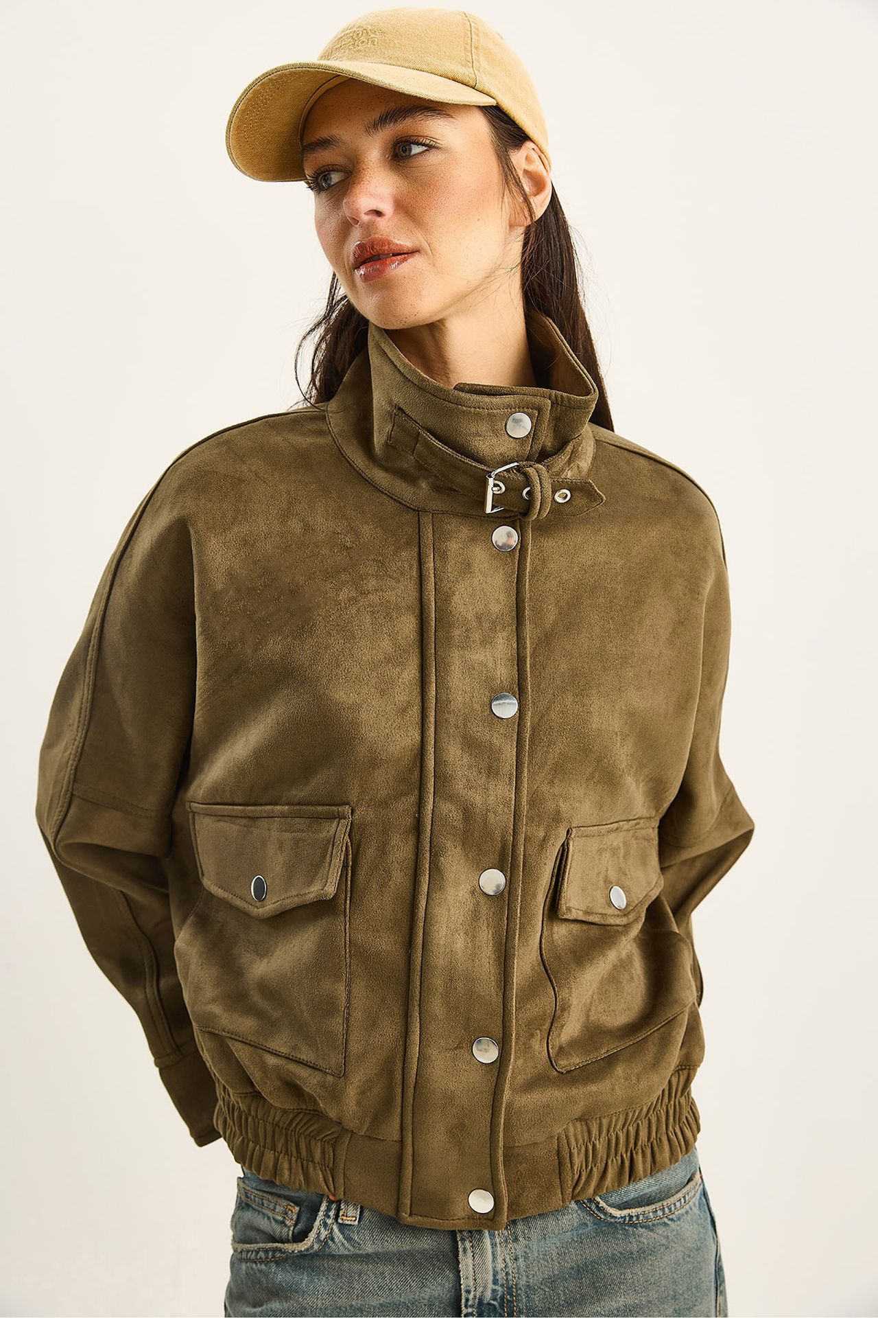 LUCCI Oversized Thick Gabardine Jacket with Zipper Closure 5