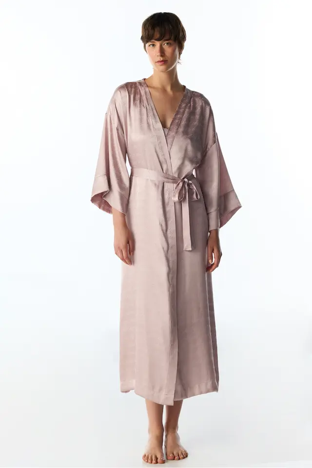 PENTI Pastel Dreamy Satin Slogan Print Sleeve Robe