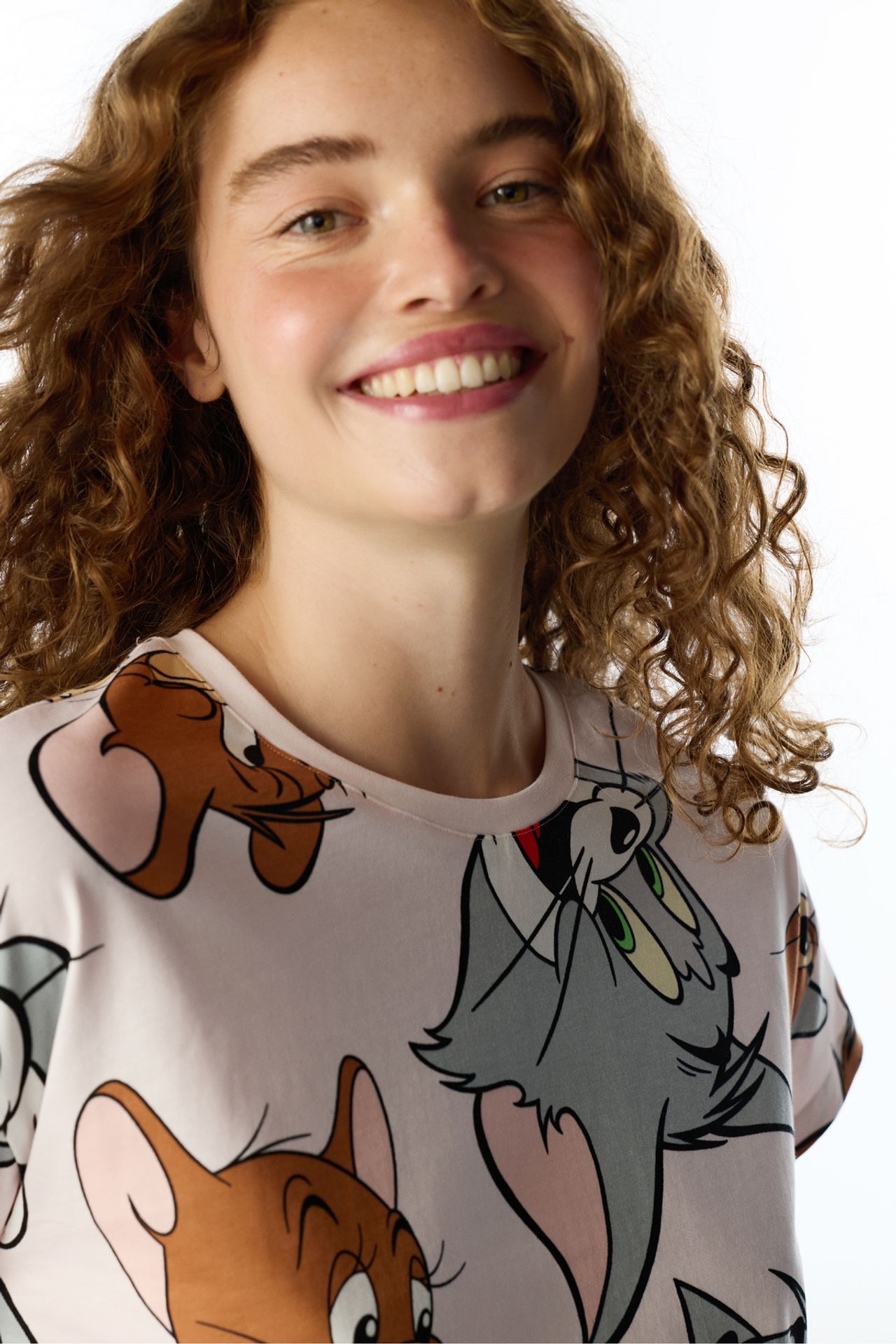 PENTI Tom&jerry Cat Print Short Sleeve Pajama Set 4