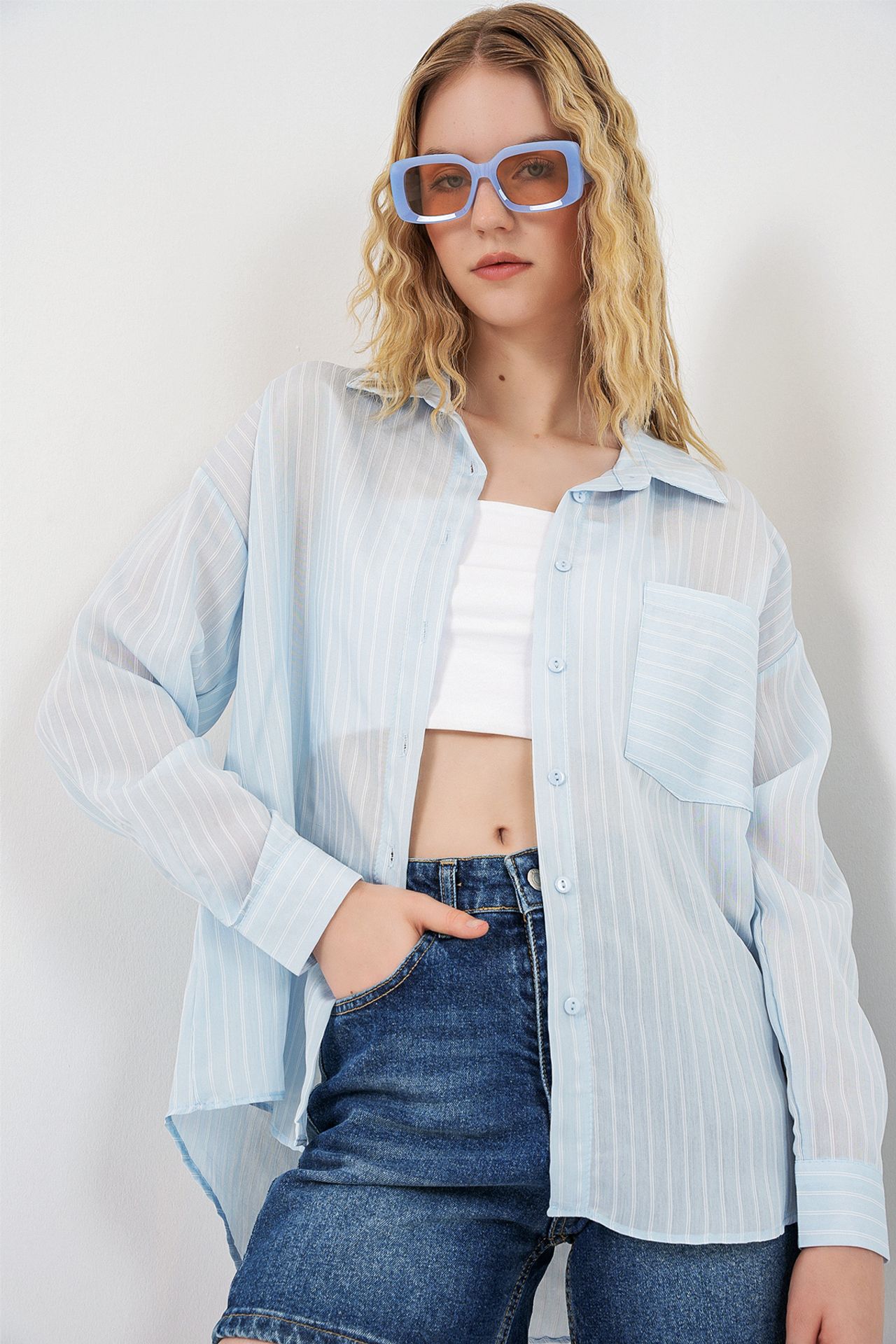BDART Oversized Striped Button-Front Shirt 4