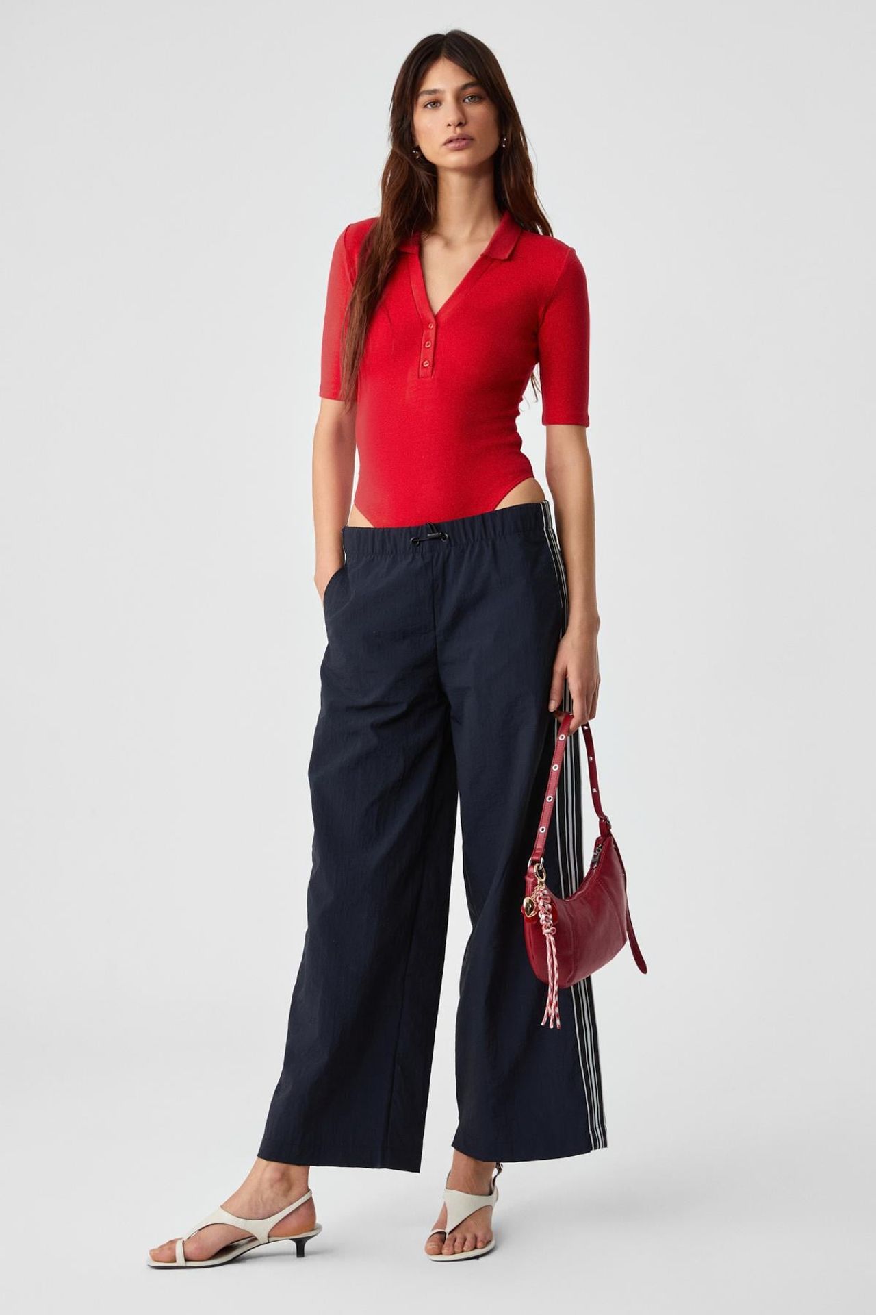 GRIMELANGE Slim Fit Ribbed Polo Blouse 2