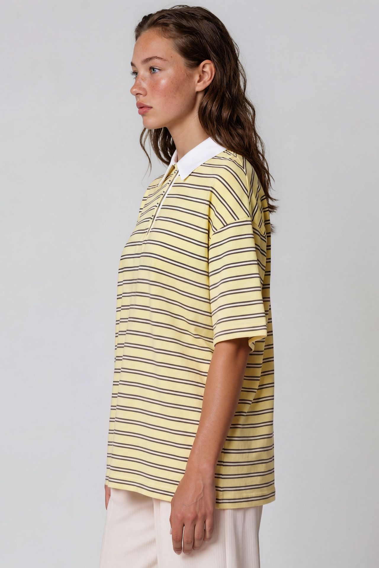 BUSEM Women's Striped Cotton Polo T-Shirt 2