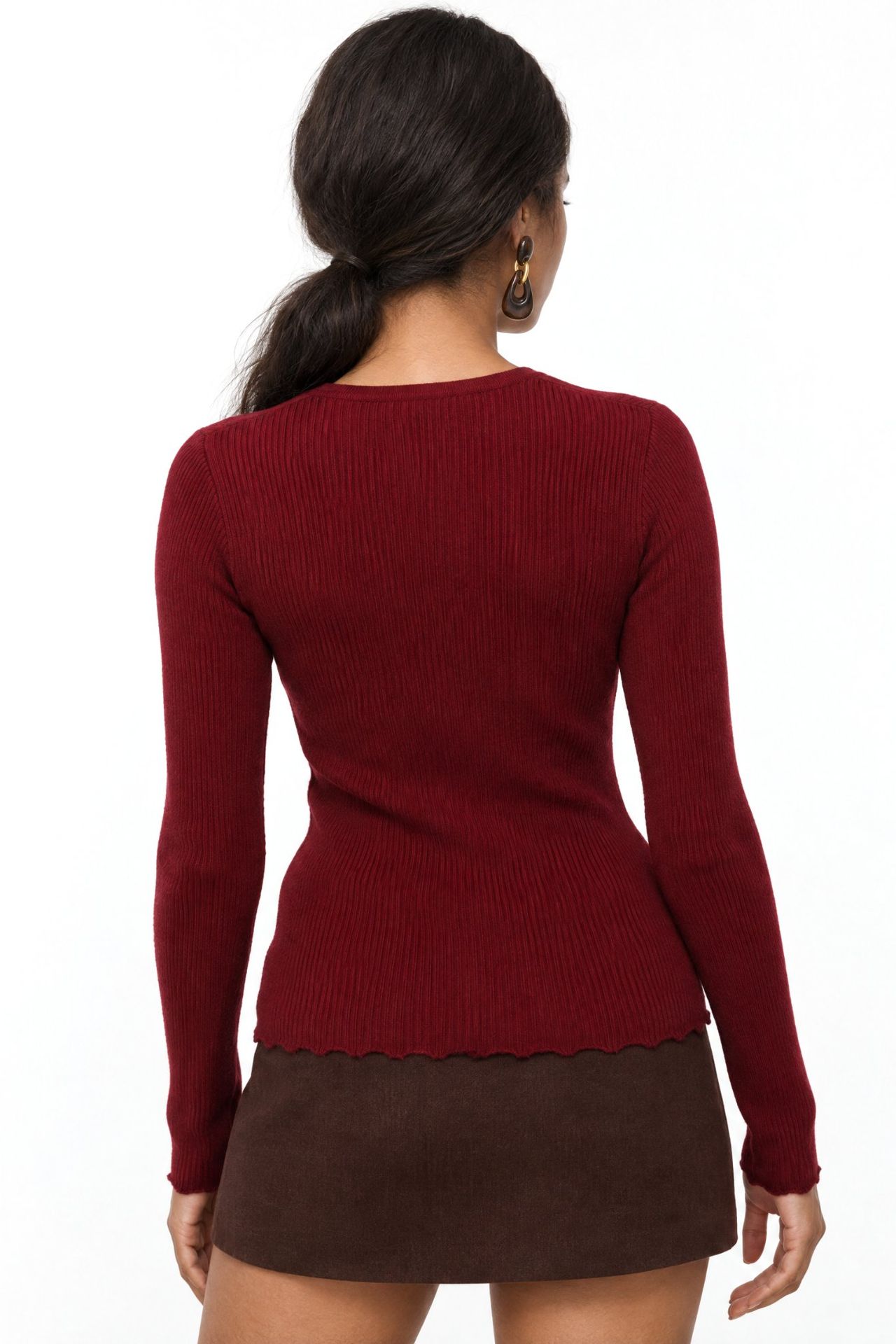 MIXRAY Ribbed Knit Buttoned Cardigan 4