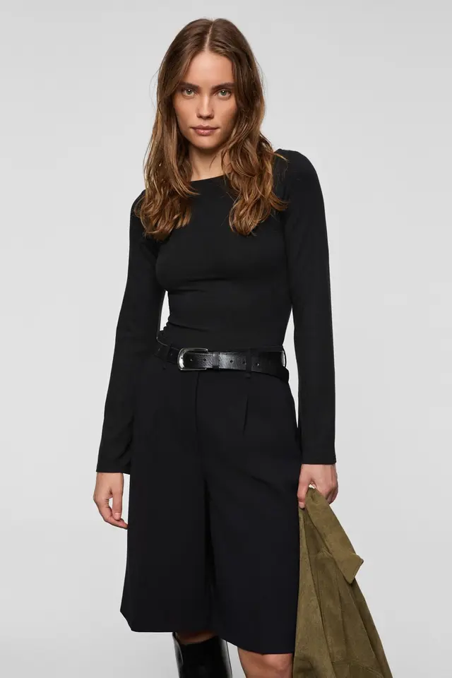 GRIMELANGE Boat Neck Slim Fit Blouse