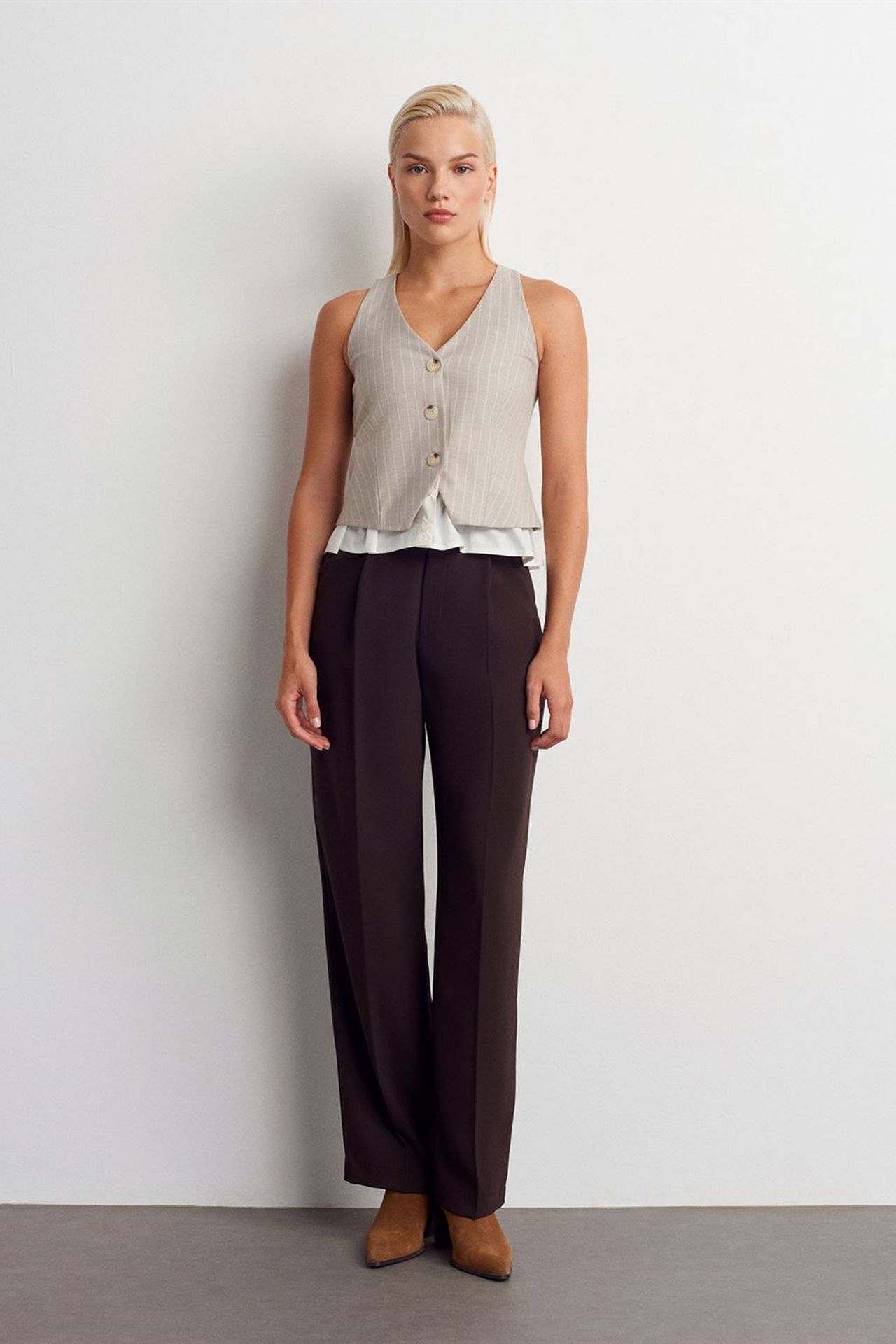 DILVIN Striped Crop Waistcoat 5