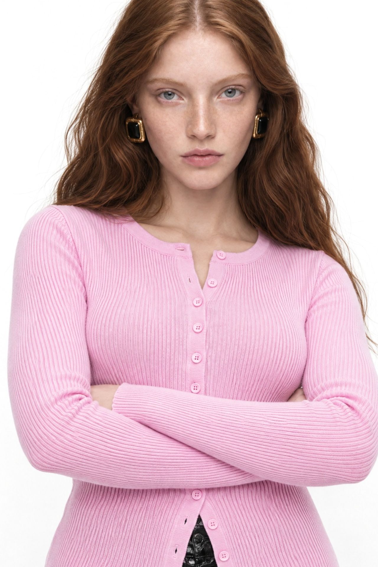 Mixray Buttoned Slim Fit Ribbed Knit Cardigan 3