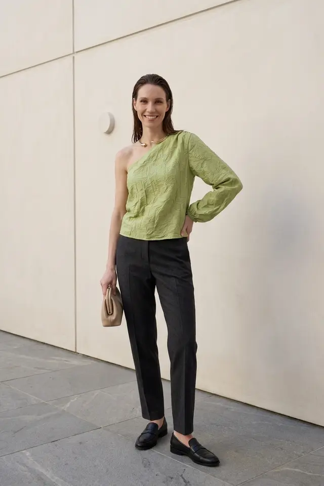MY FASHION Off-Shoulder Cut-Out Cotton Poplin Blouse